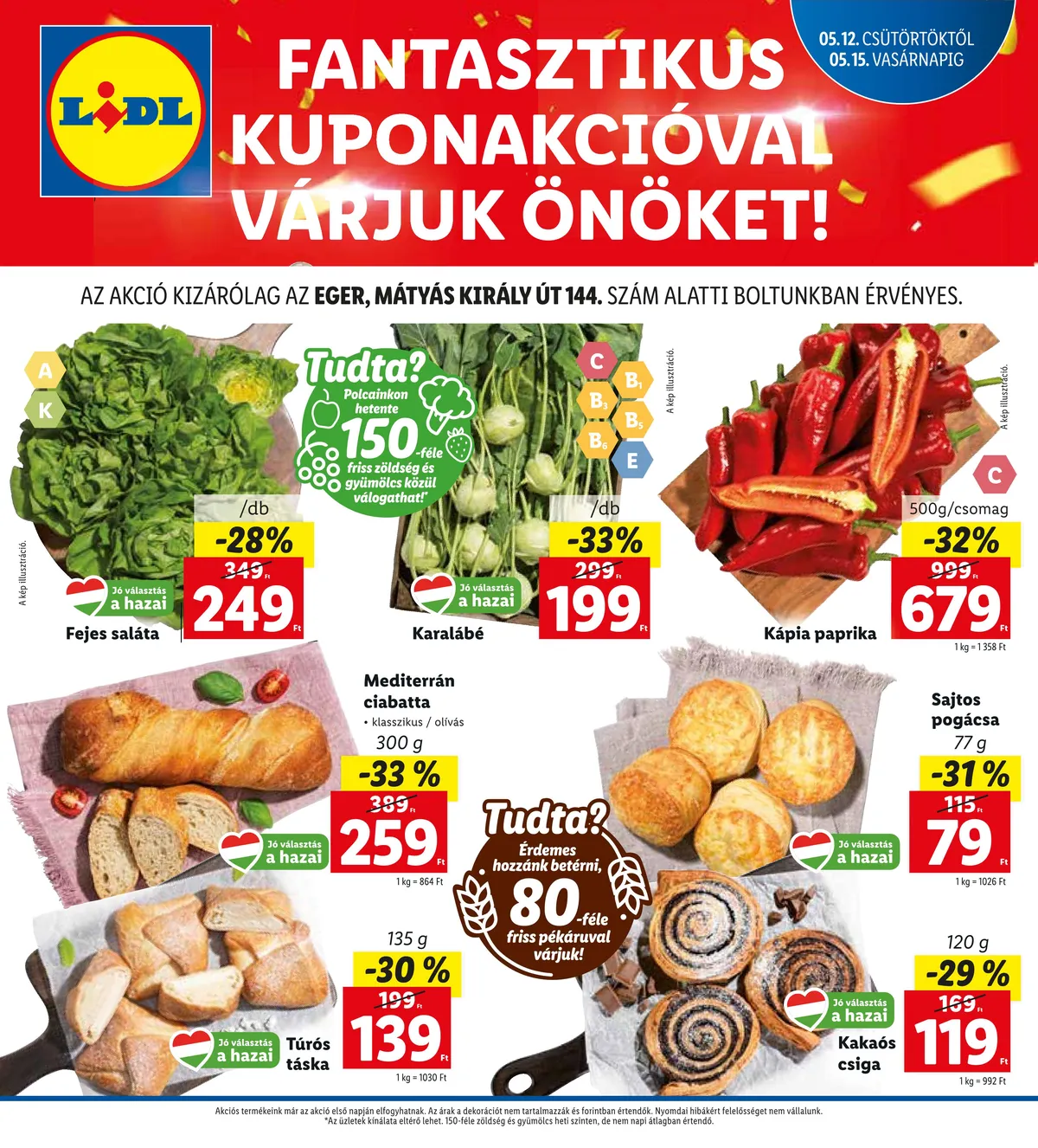Lidl akciós újság Eger 05.12–05.15