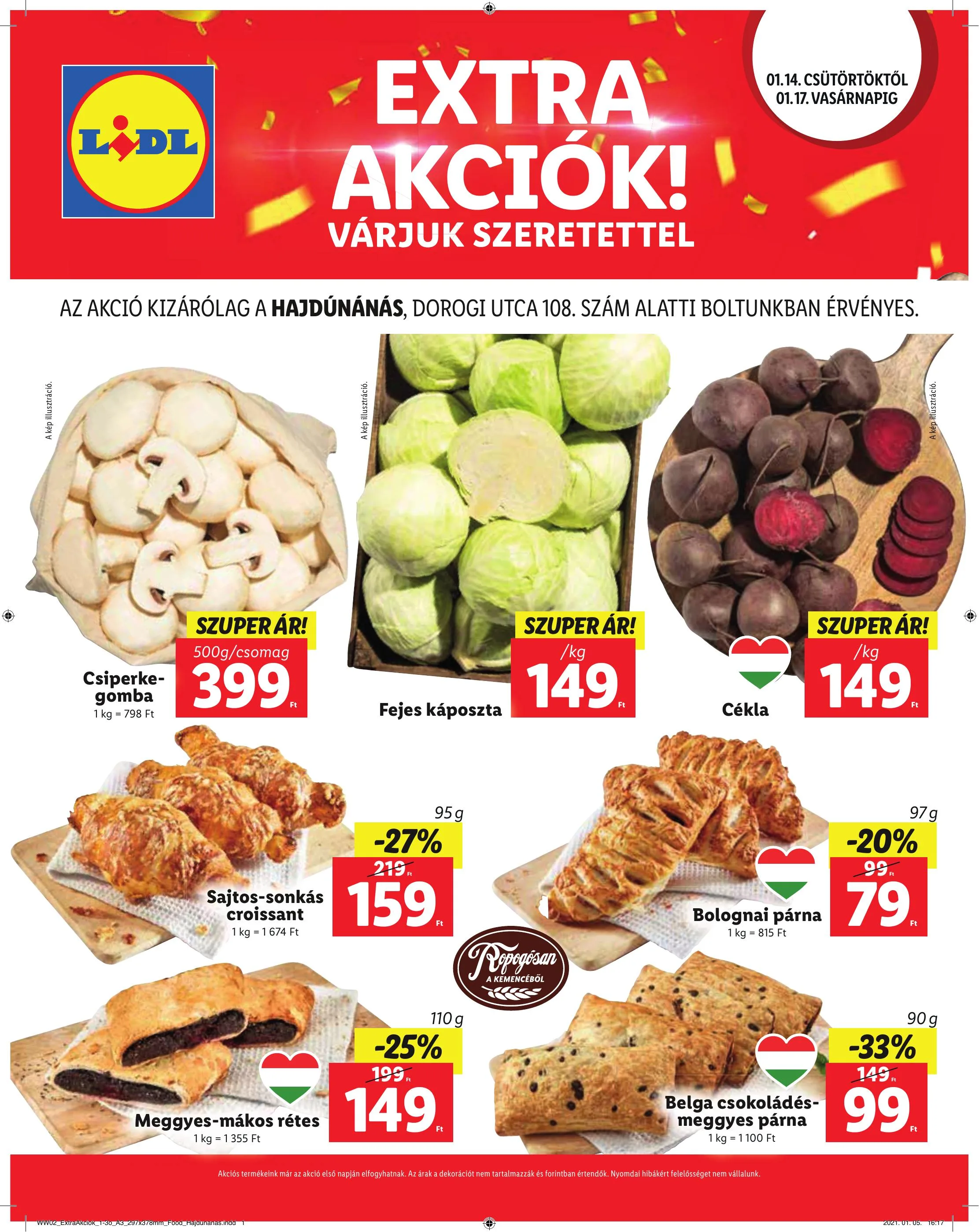Lidl akciós újság Hajdunanas 01.14–01.17