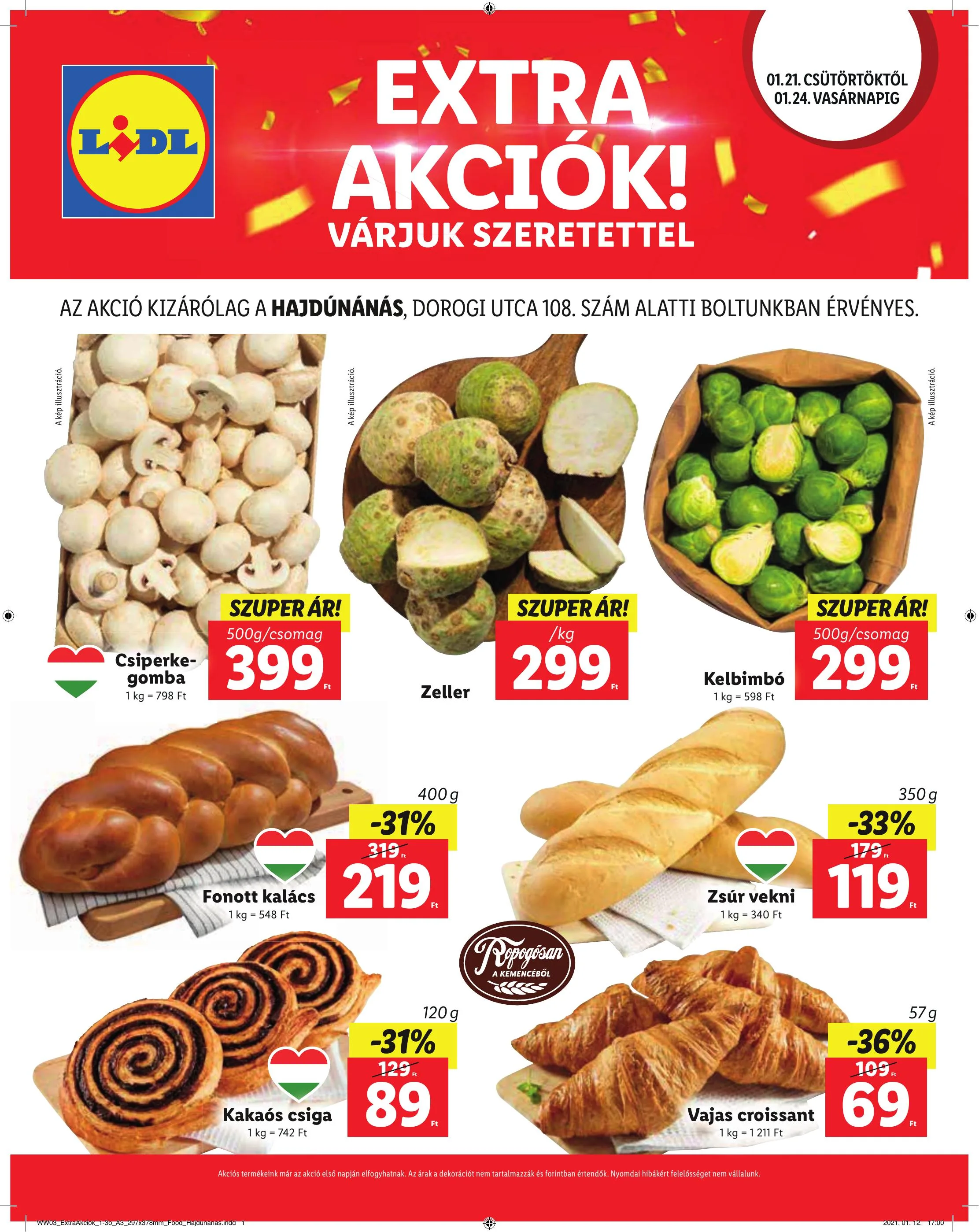 Lidl akciós újság Hajdunanas 01.21–01.24