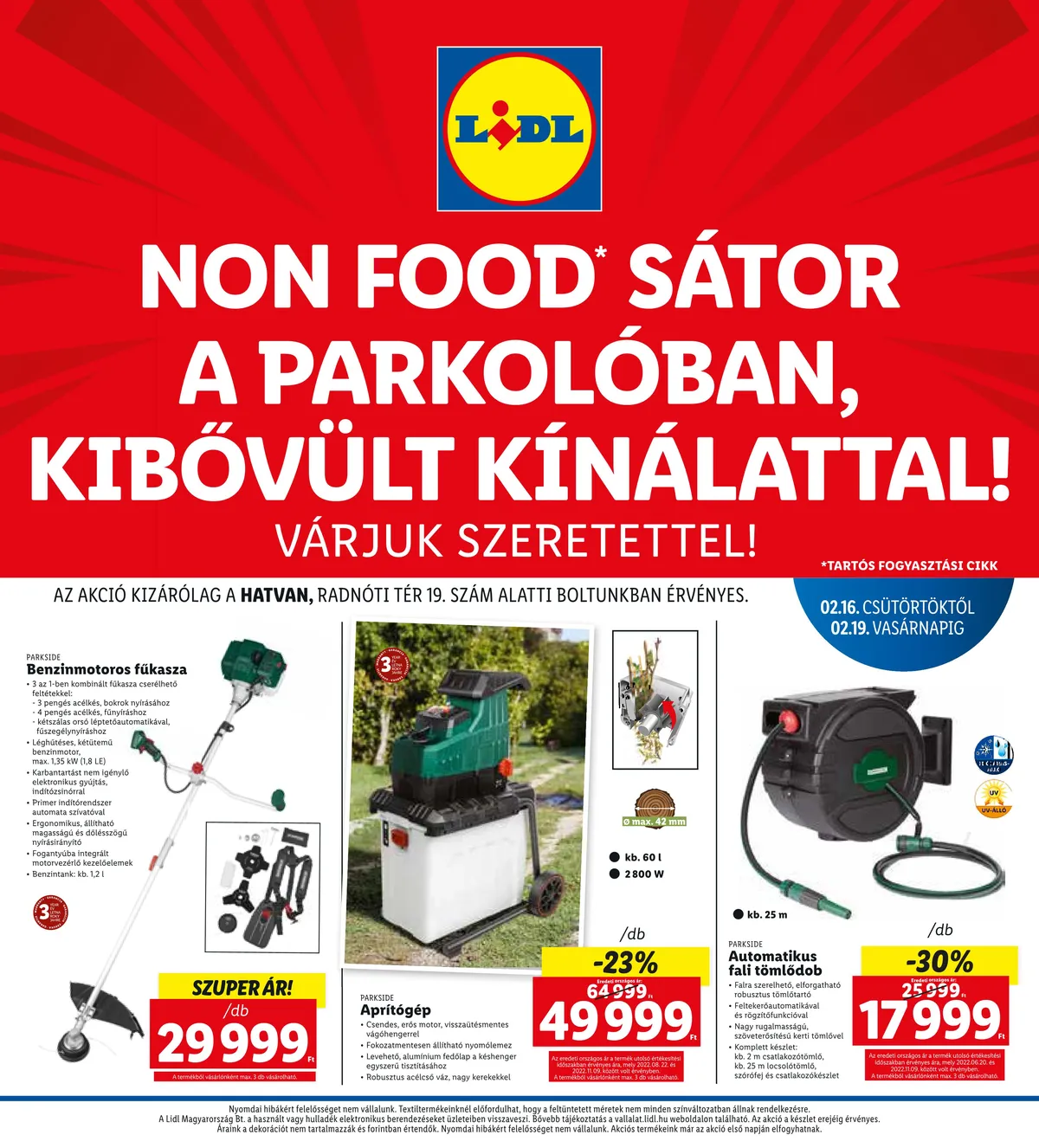 Lidl akciós újság Hatvan 02.16–02.19
