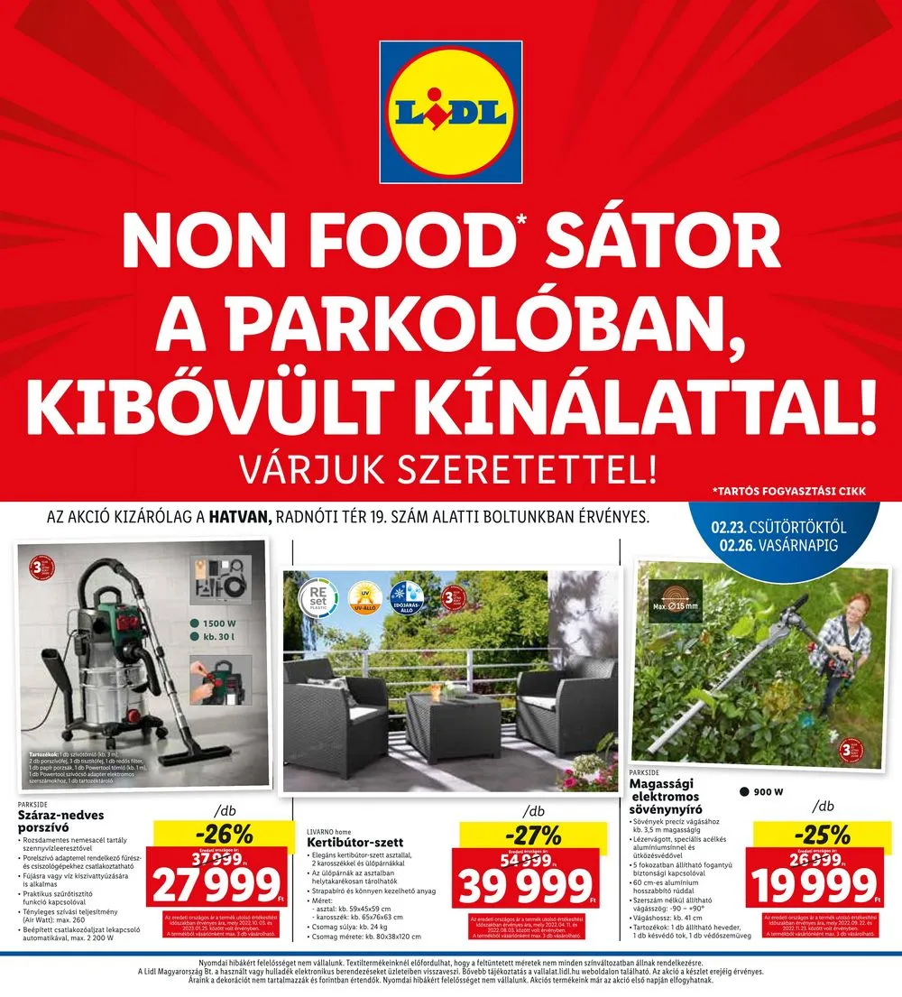 Lidl akciós újság Hatvan 02.23–02.26