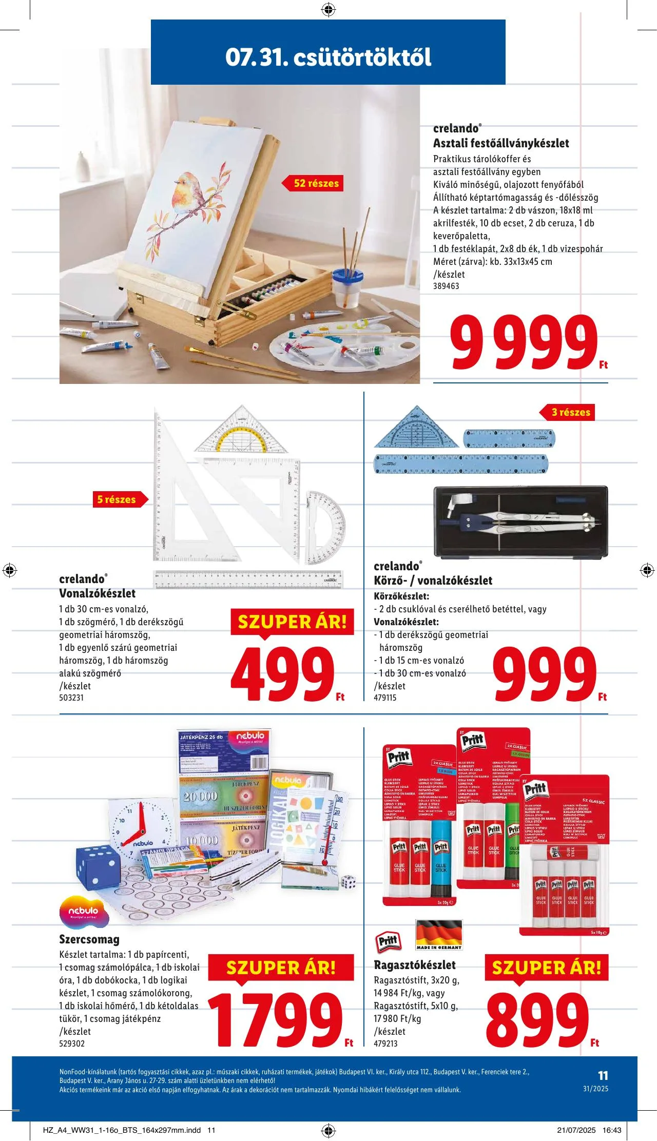 Lidl akciós újság Iskolakezdés 07.31–07.31 – 11. oldal