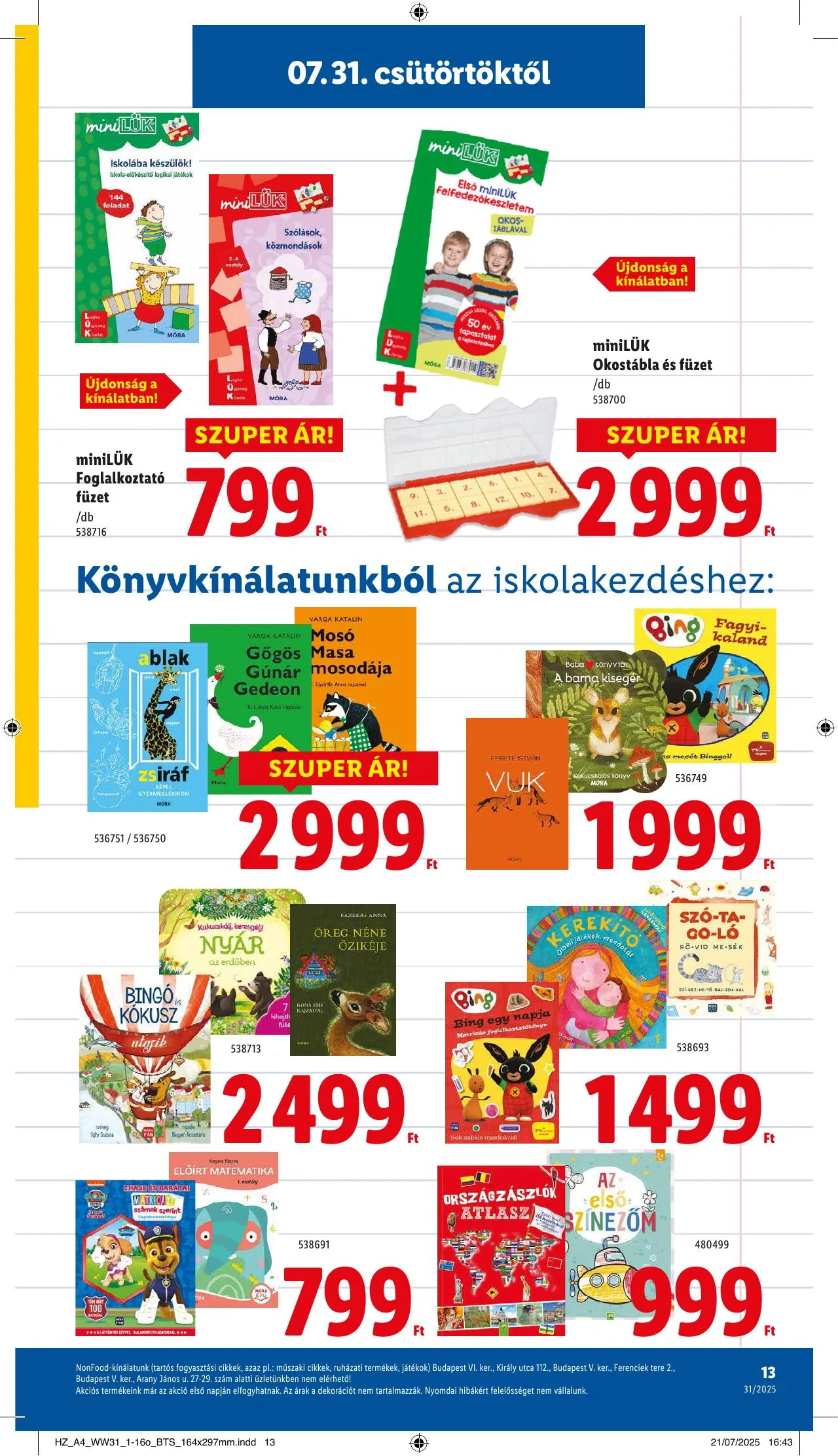 Lidl akciós újság Iskolakezdés 07.31–07.31 – 13. oldal