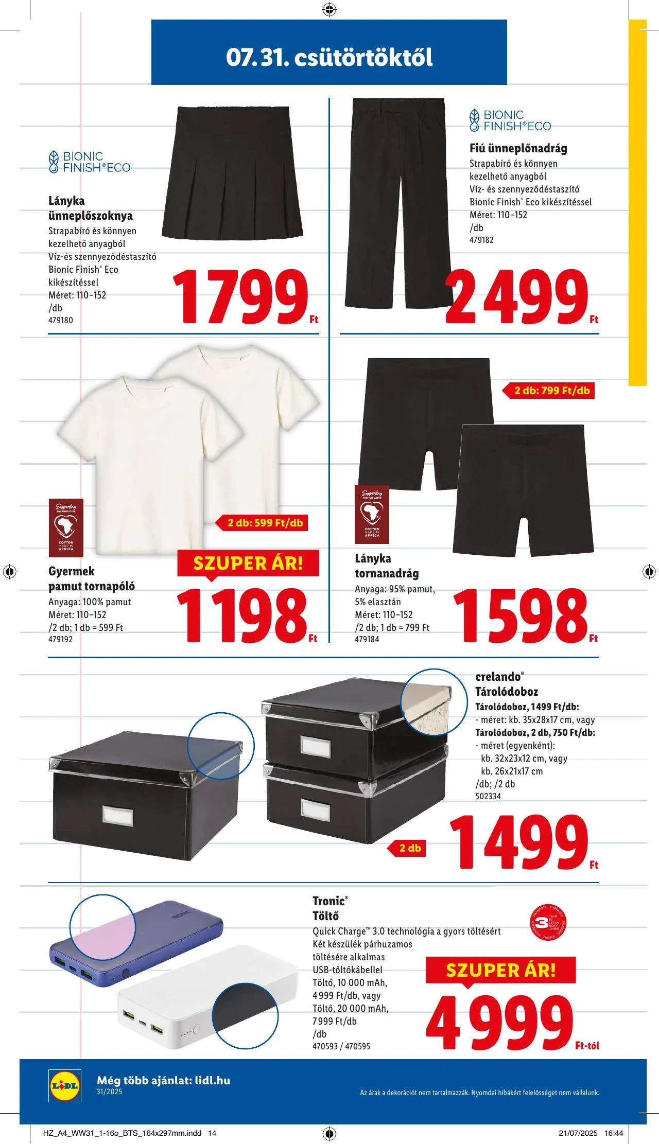 Lidl akciós újság Iskolakezdés 07.31–07.31 – 14. oldal