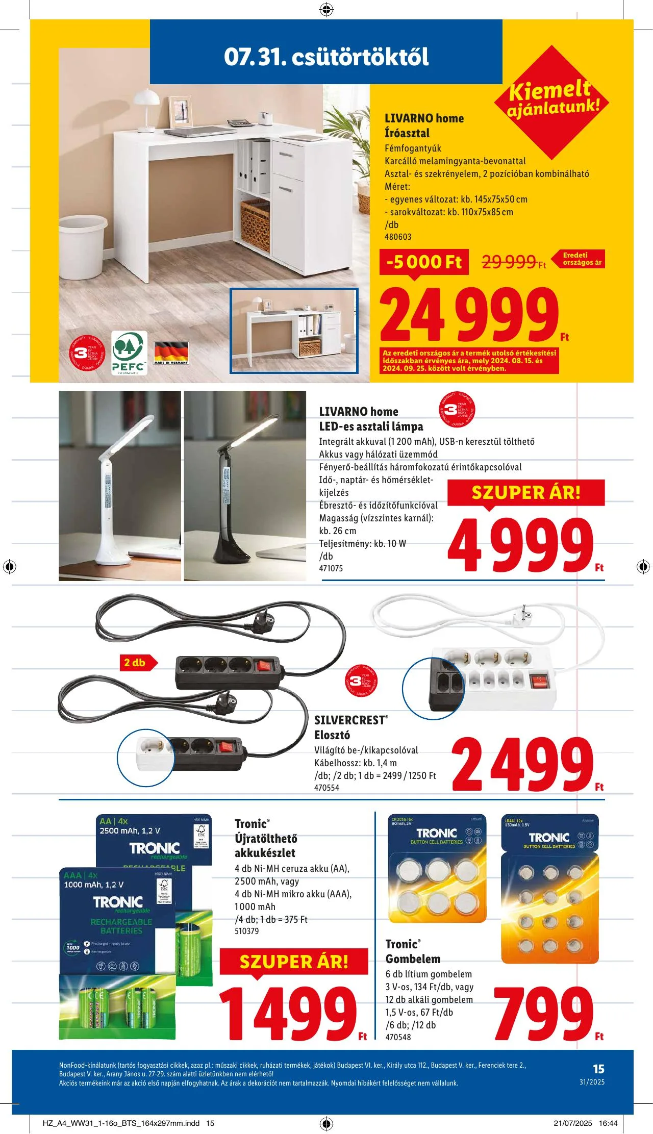 Lidl akciós újság Iskolakezdés 07.31–07.31 – 15. oldal