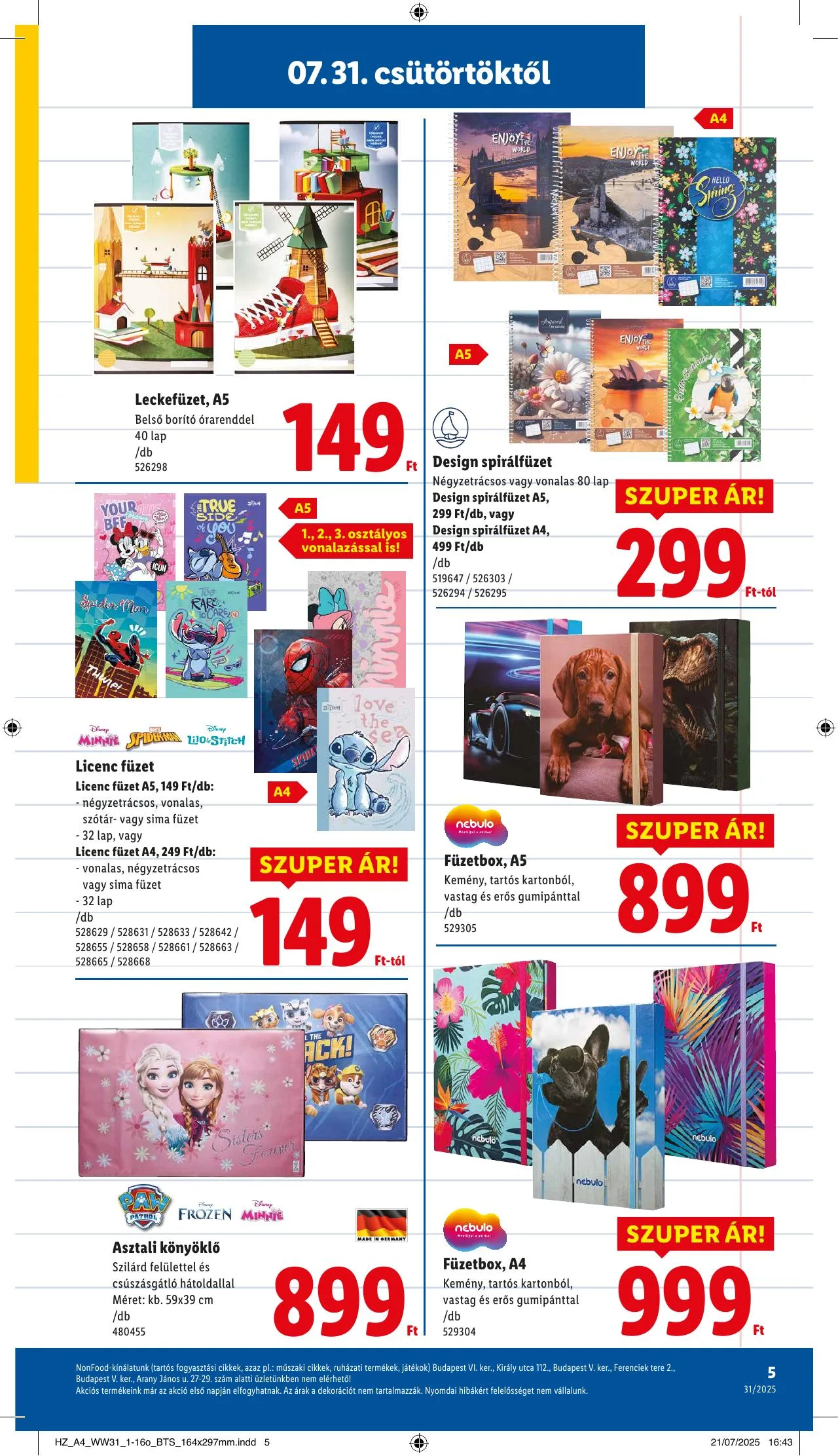 Lidl akciós újság Iskolakezdés 07.31–07.31 – 5. oldal