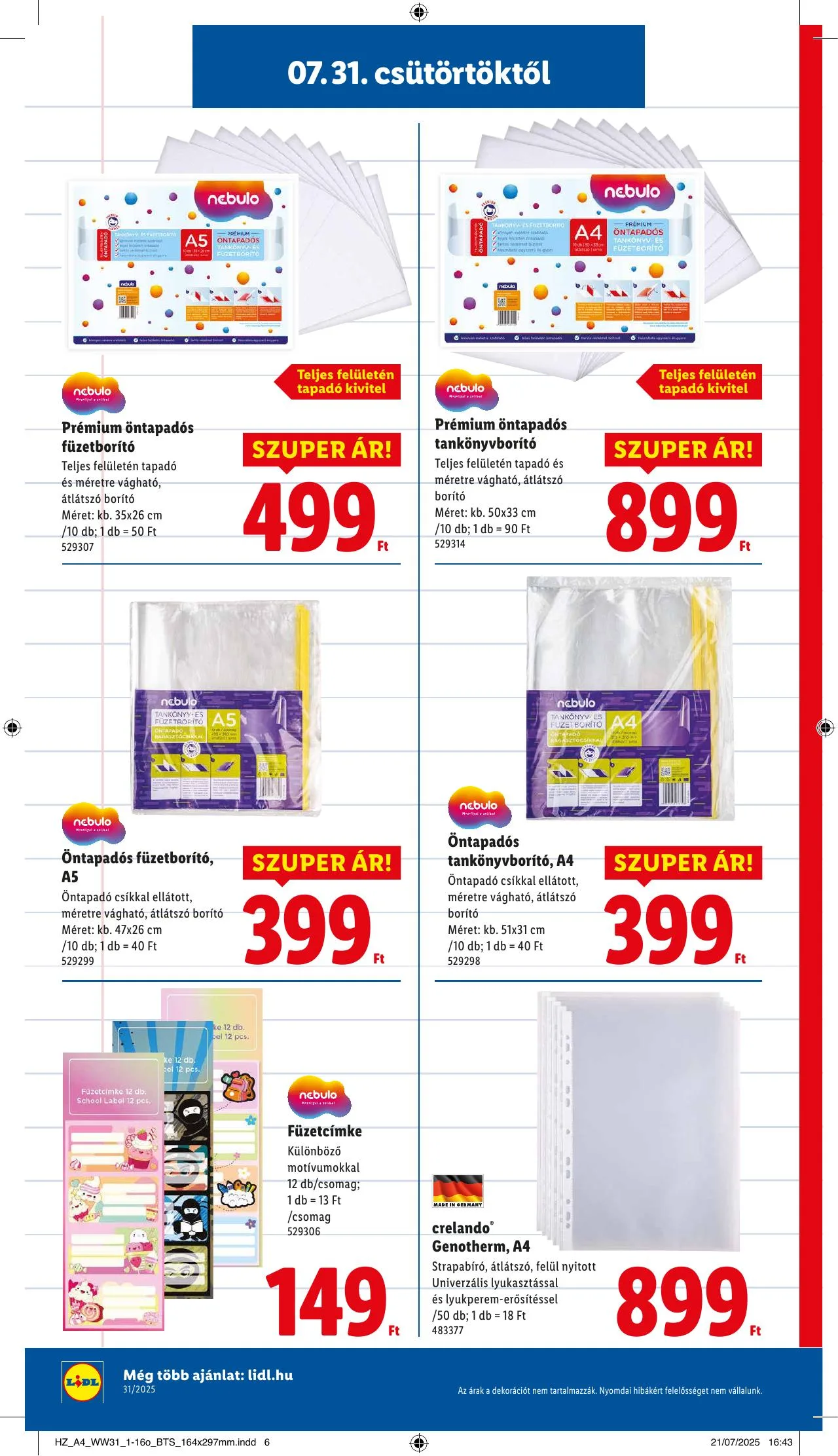 Lidl akciós újság Iskolakezdés 07.31–07.31 – 6. oldal