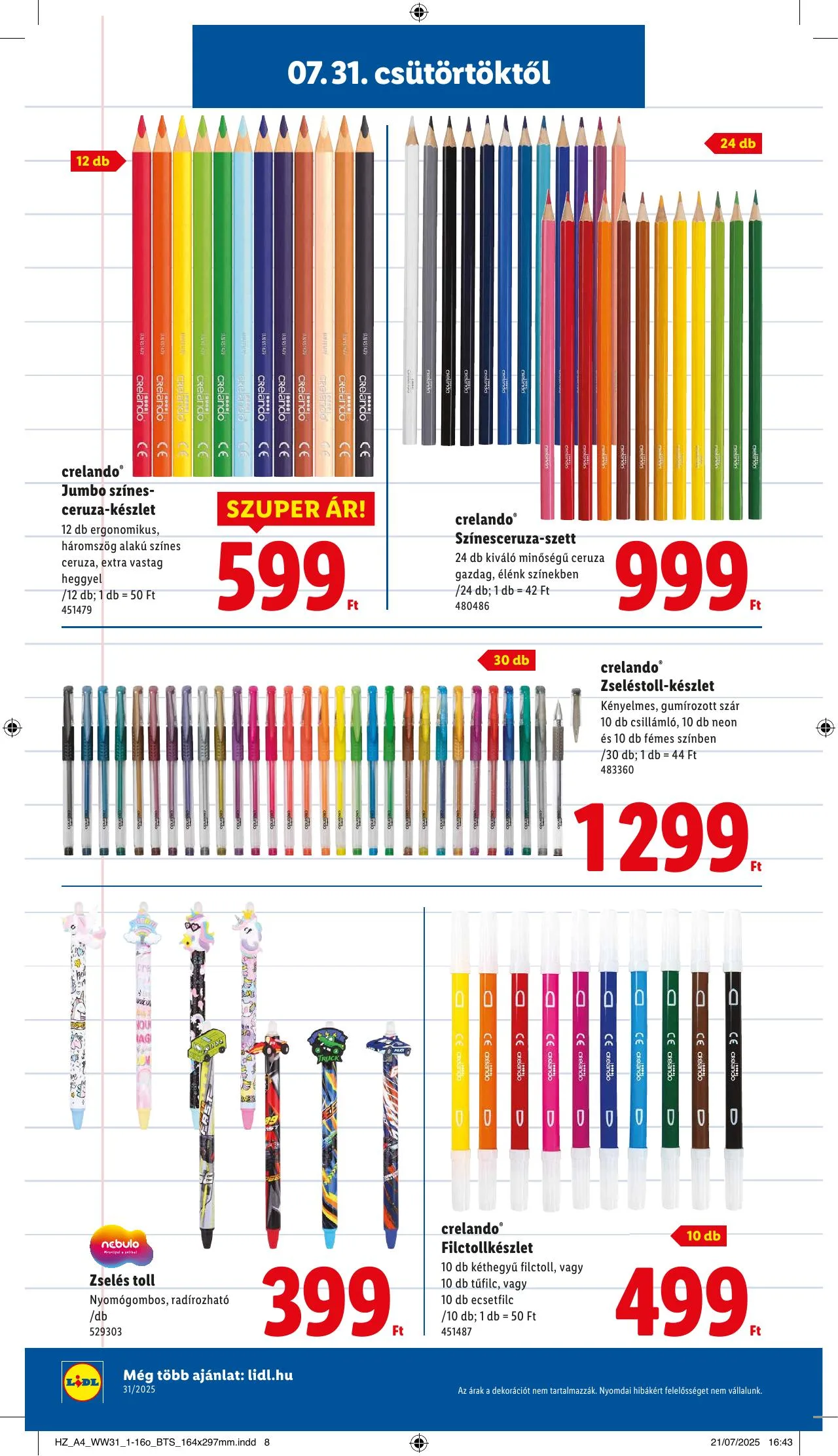 Lidl akciós újság Iskolakezdés 07.31–07.31 – 8. oldal
