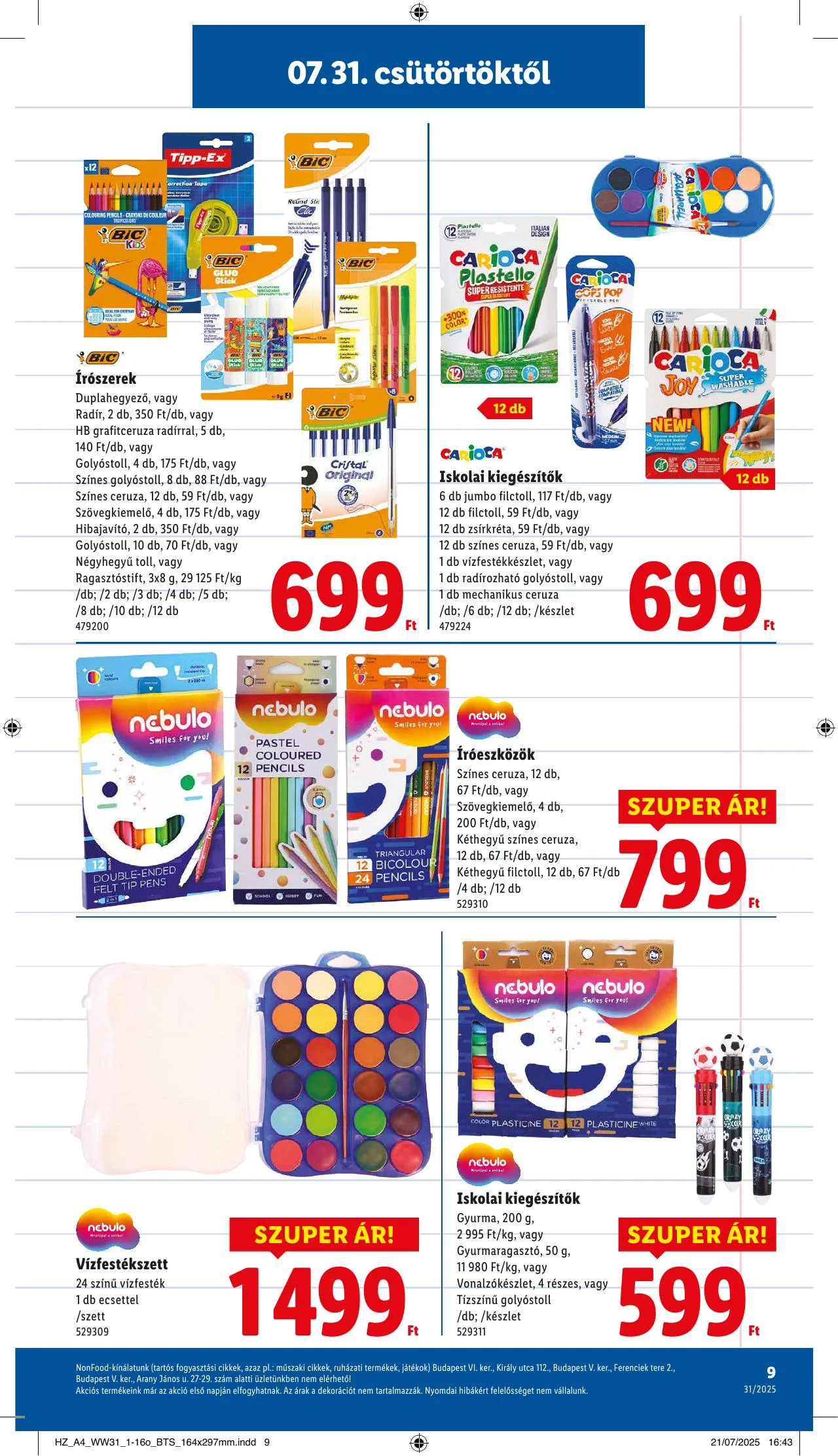 Lidl akciós újság Iskolakezdés 07.31–07.31 – 9. oldal