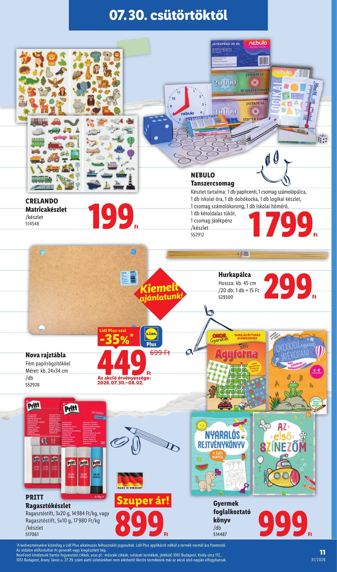 Lidl akciós újság Iskolakezdés 07.30–07.30 – 11. oldal