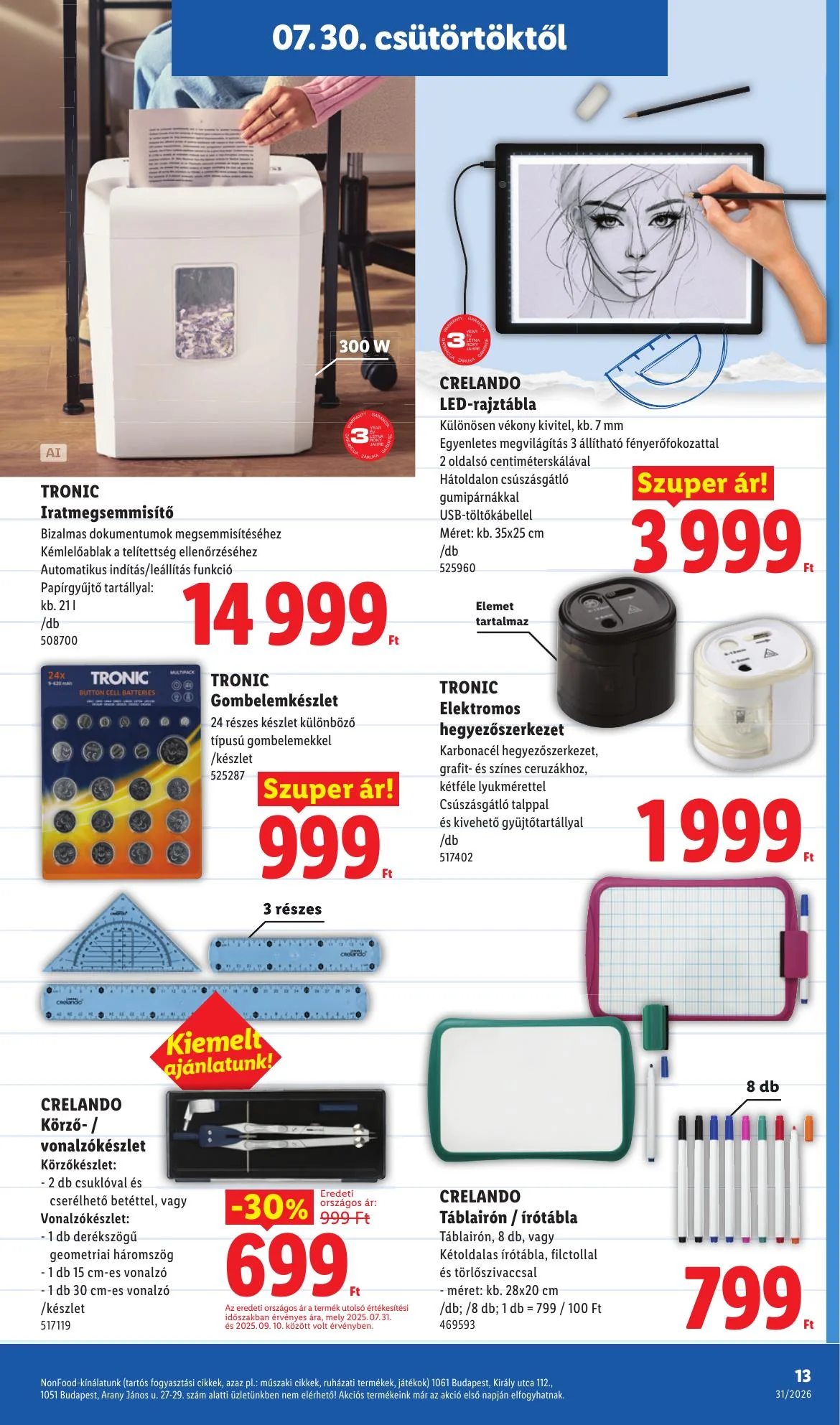 Lidl akciós újság Iskolakezdés 07.30–07.30 – 13. oldal