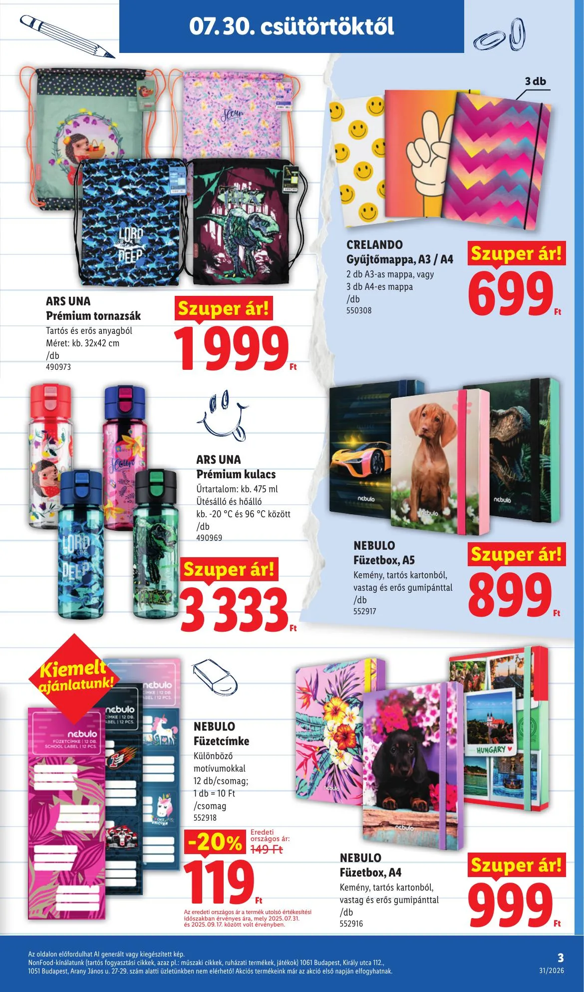 Lidl akciós újság Iskolakezdés 07.30–07.30 – 3. oldal