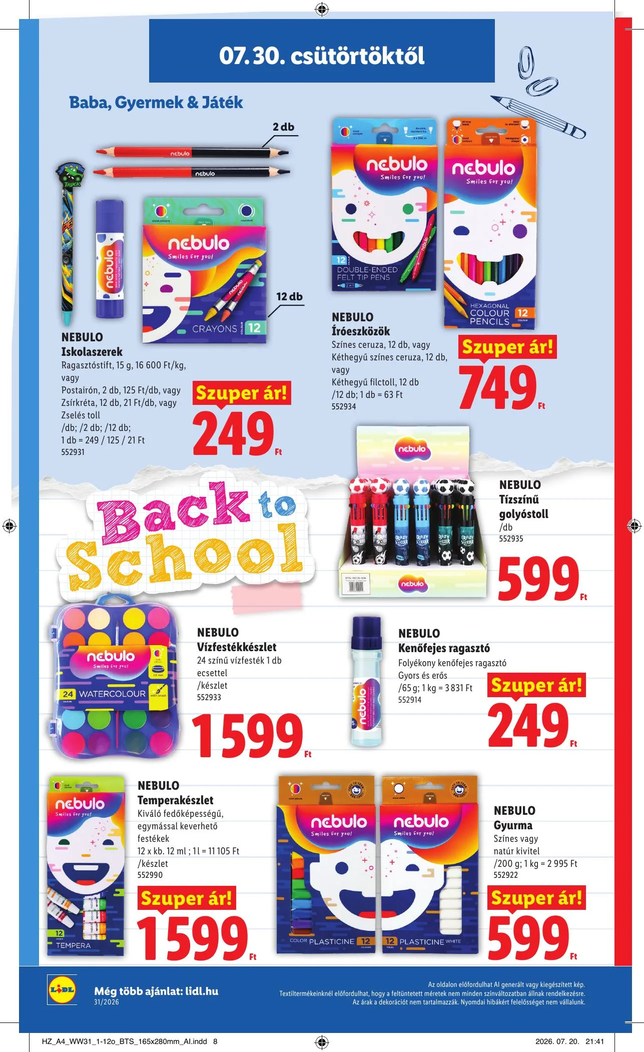 Lidl akciós újság Iskolakezdés 07.30–07.30 – 8. oldal