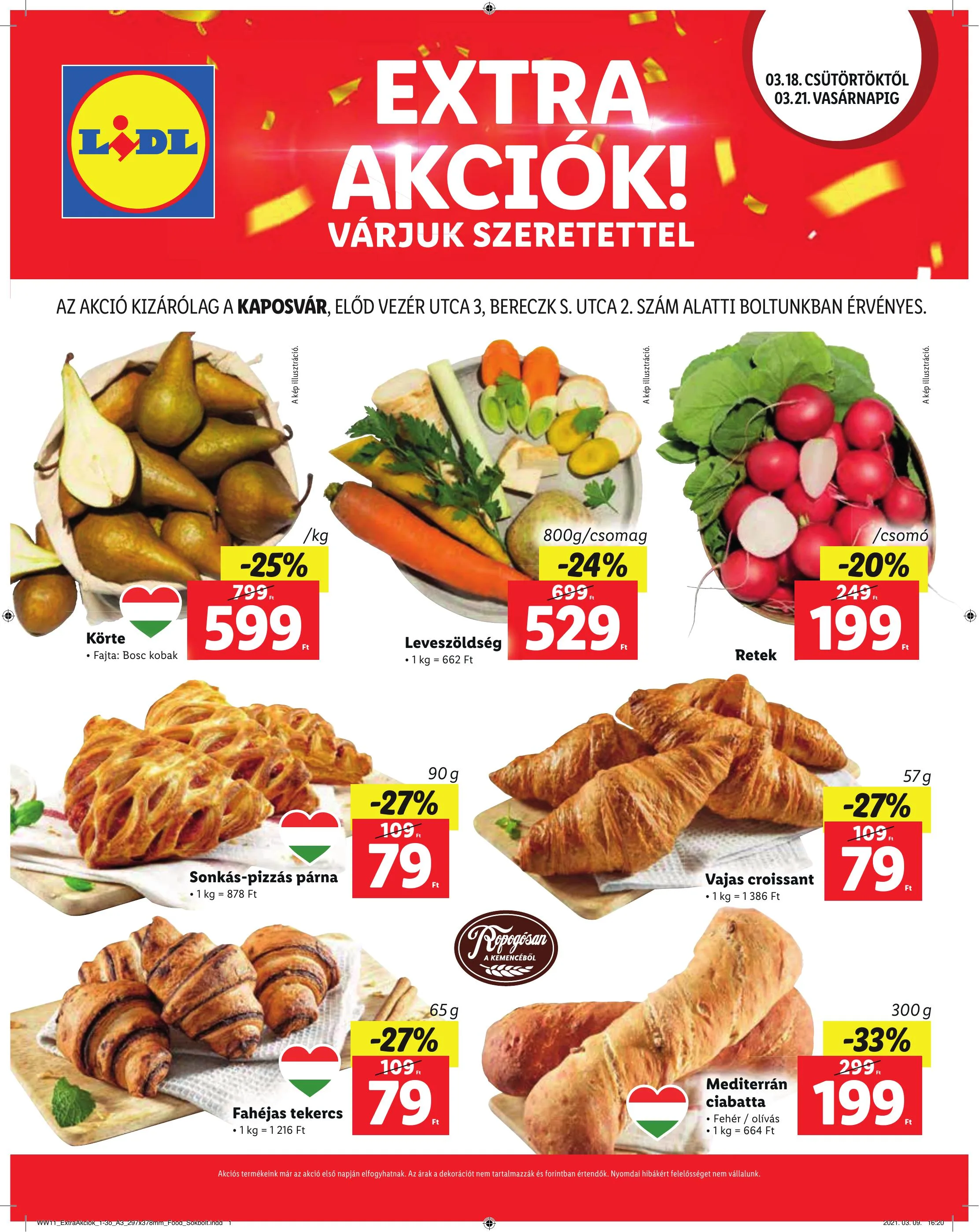 Lidl akciós újság Kaposvar 03.18–03.21