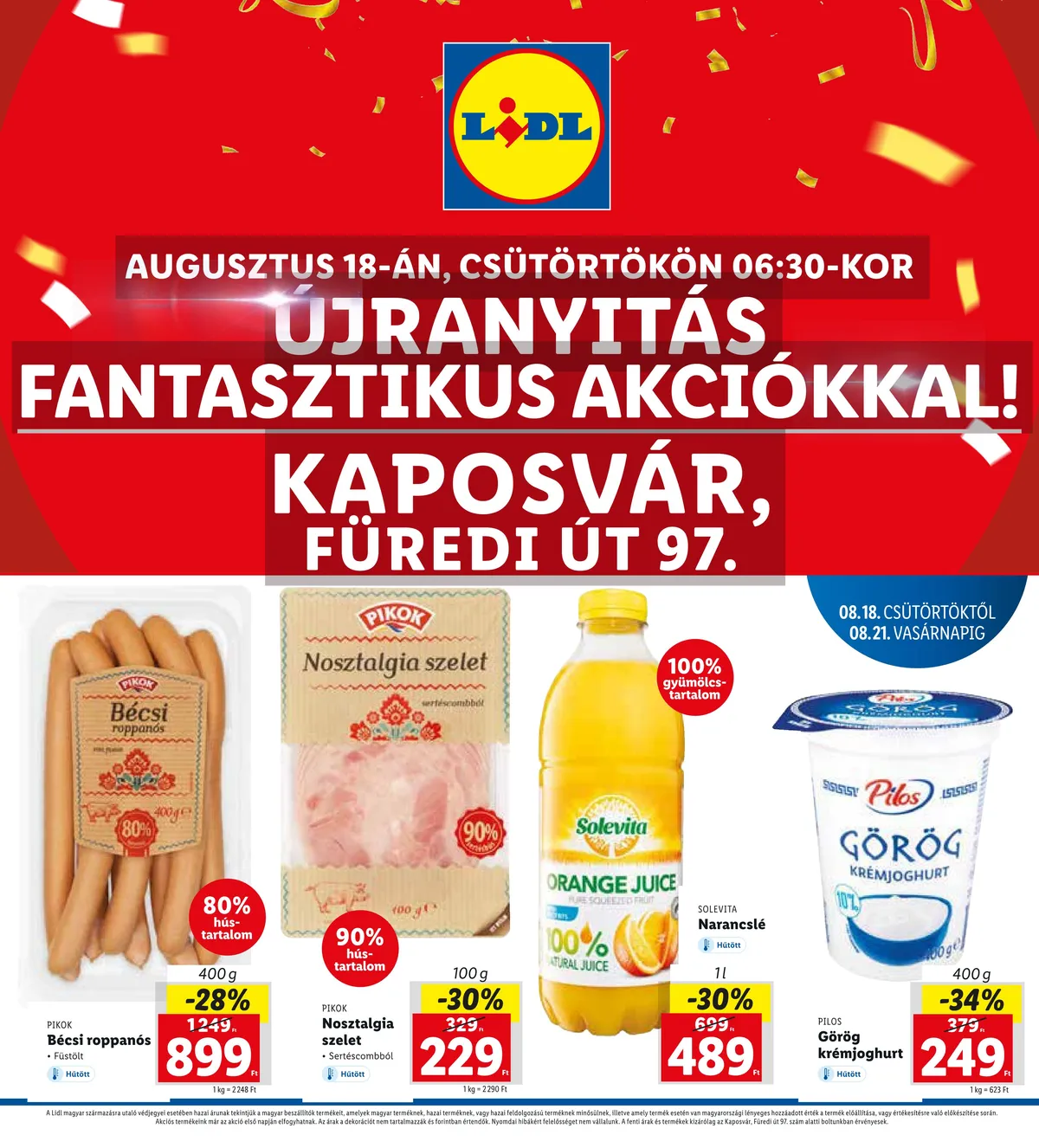 Lidl akciós újság Kaposvar 08.18–08.21
