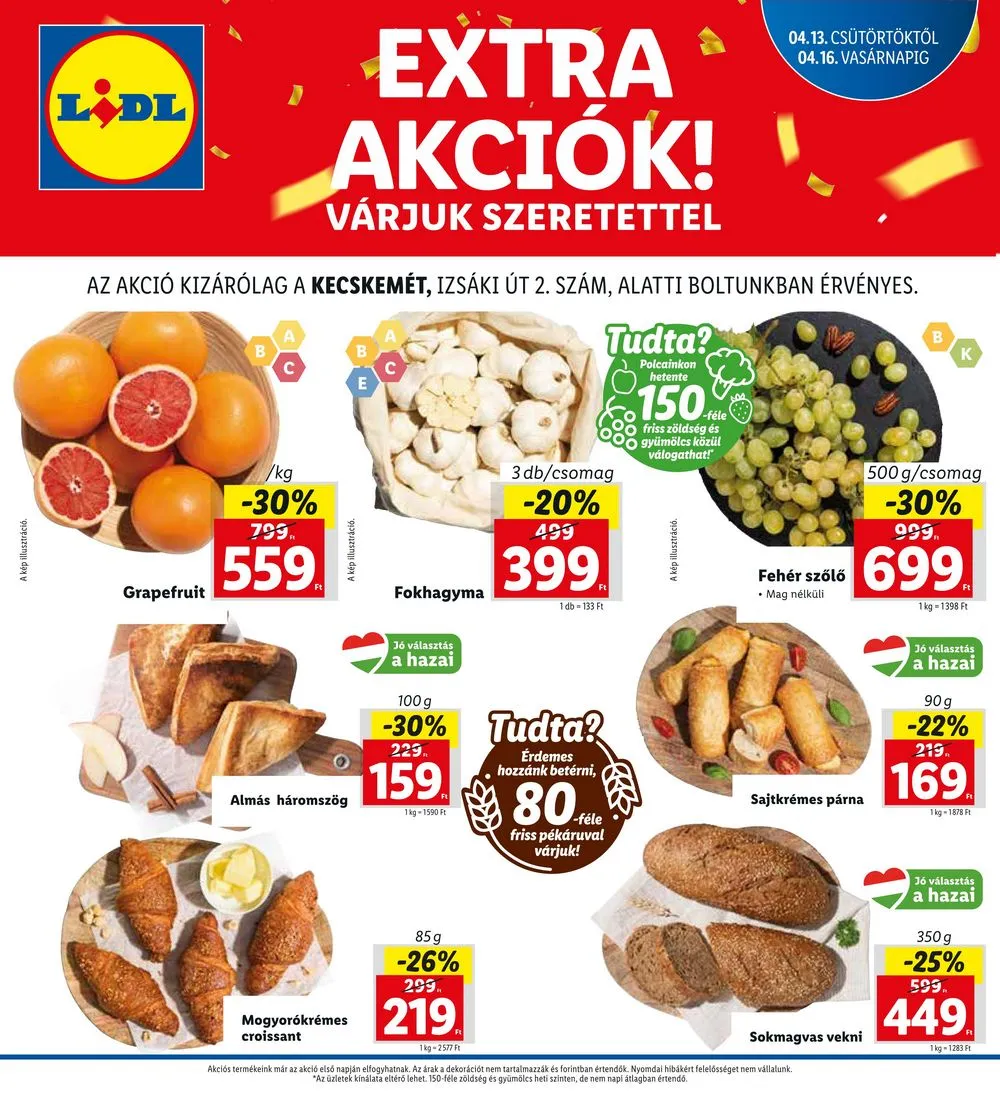Lidl akciós újság Kecskemét 04.13–04.16
