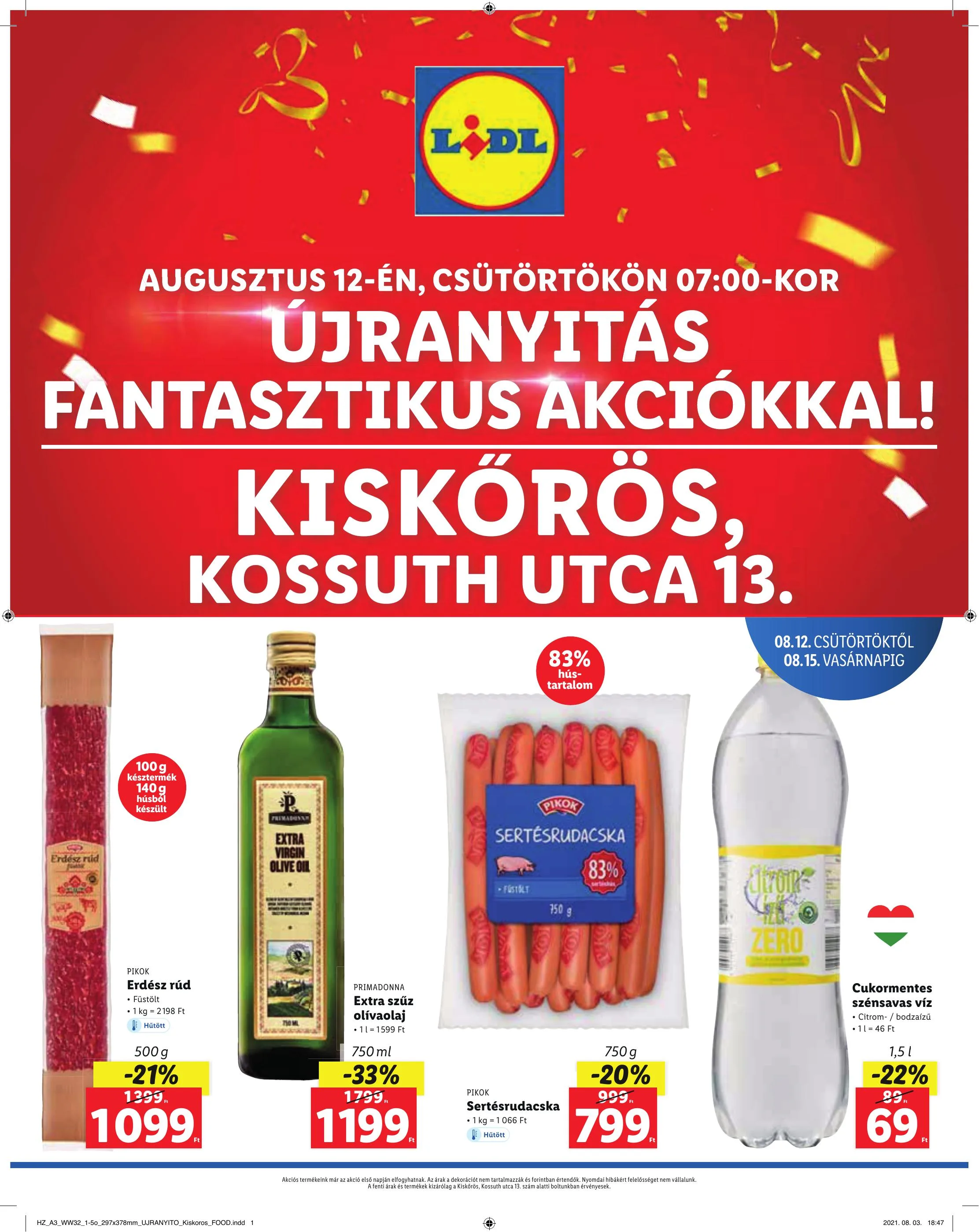 Lidl akciós újság Kiskoros 08.12–08.15