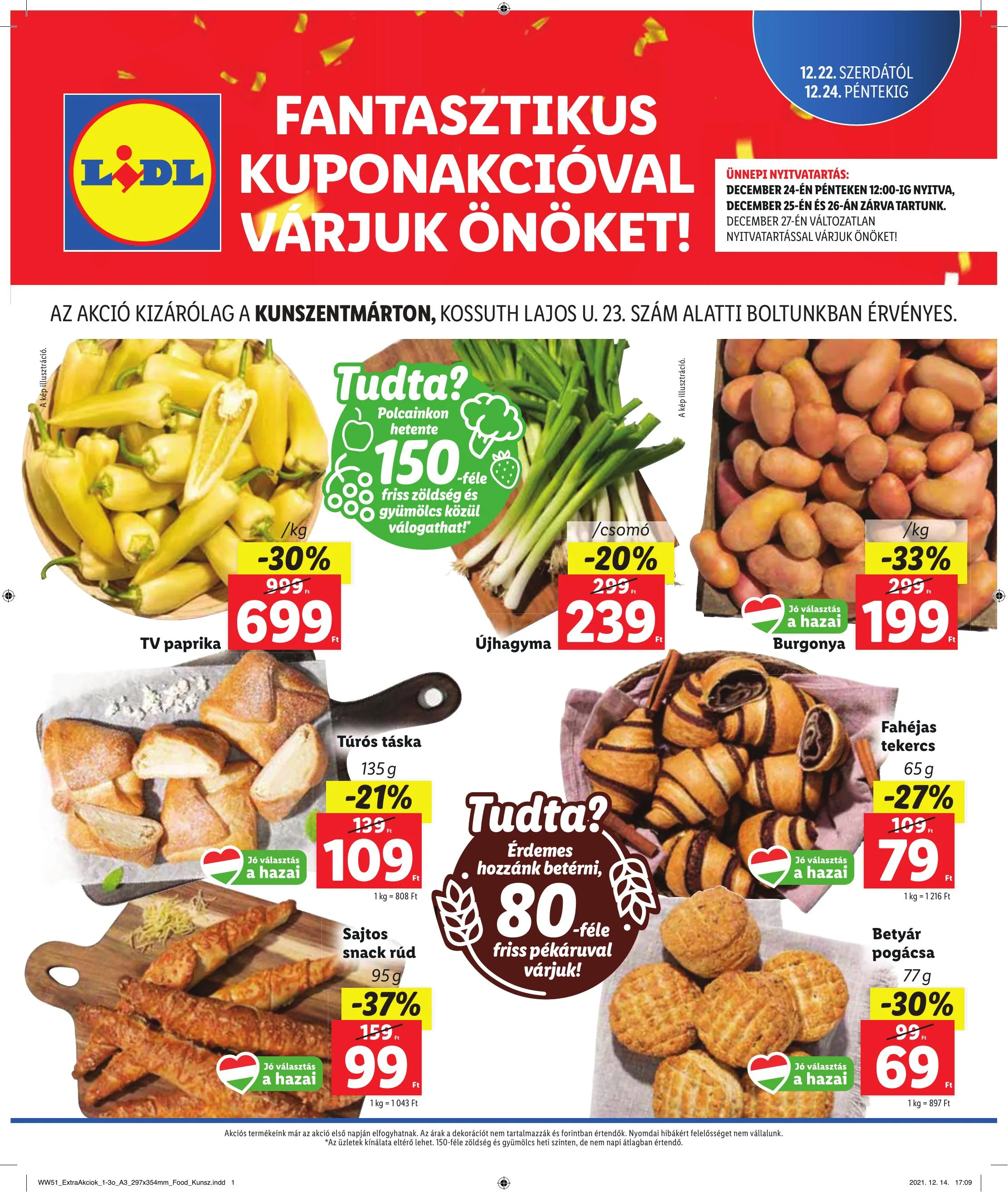 Lidl akciós újság Kunszentmarton 12.22–12.24
