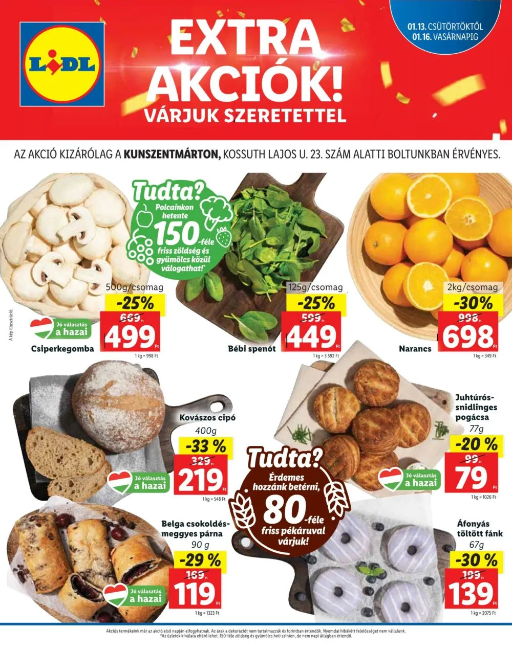 Lidl akciós újság Kunszentmarton 01.13–01.16