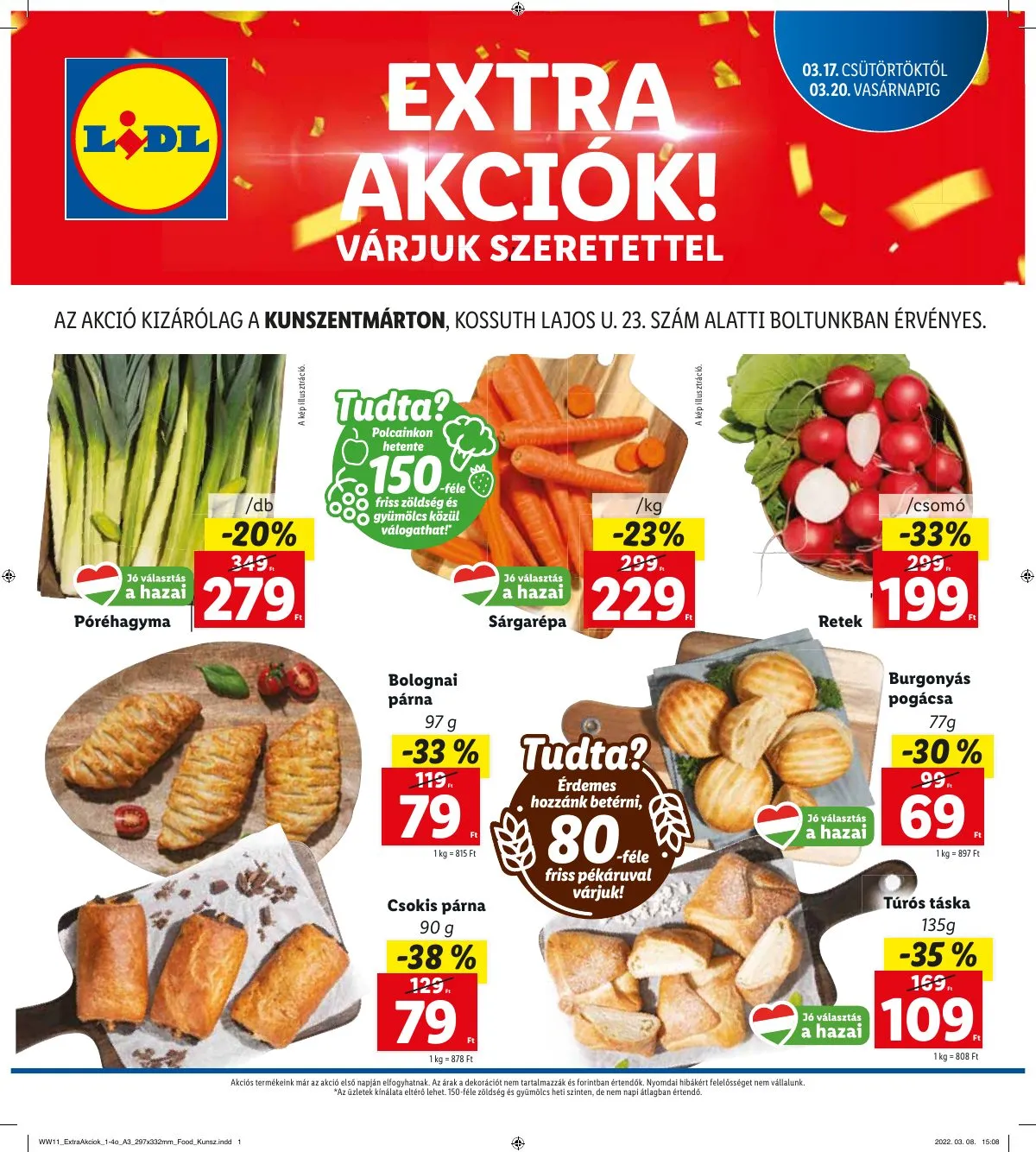 Lidl akciós újság Kunszentmarton 03.17–03.20