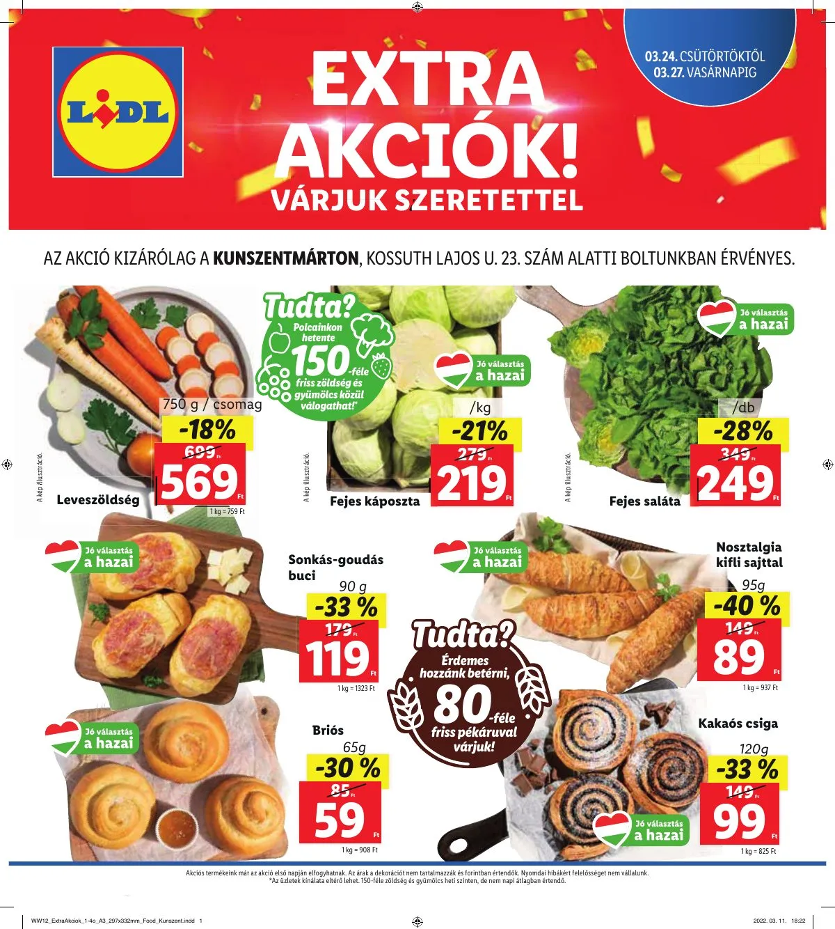 Lidl akciós újság Kunszentmarton 03.24–03.27