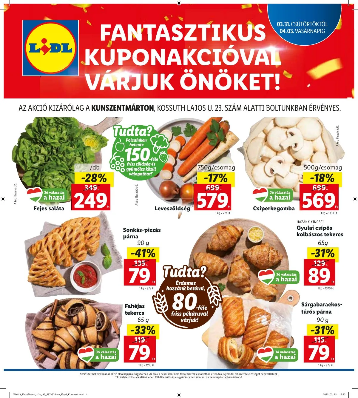 Lidl akciós újság Kunszentmarton 03.31–04.03
