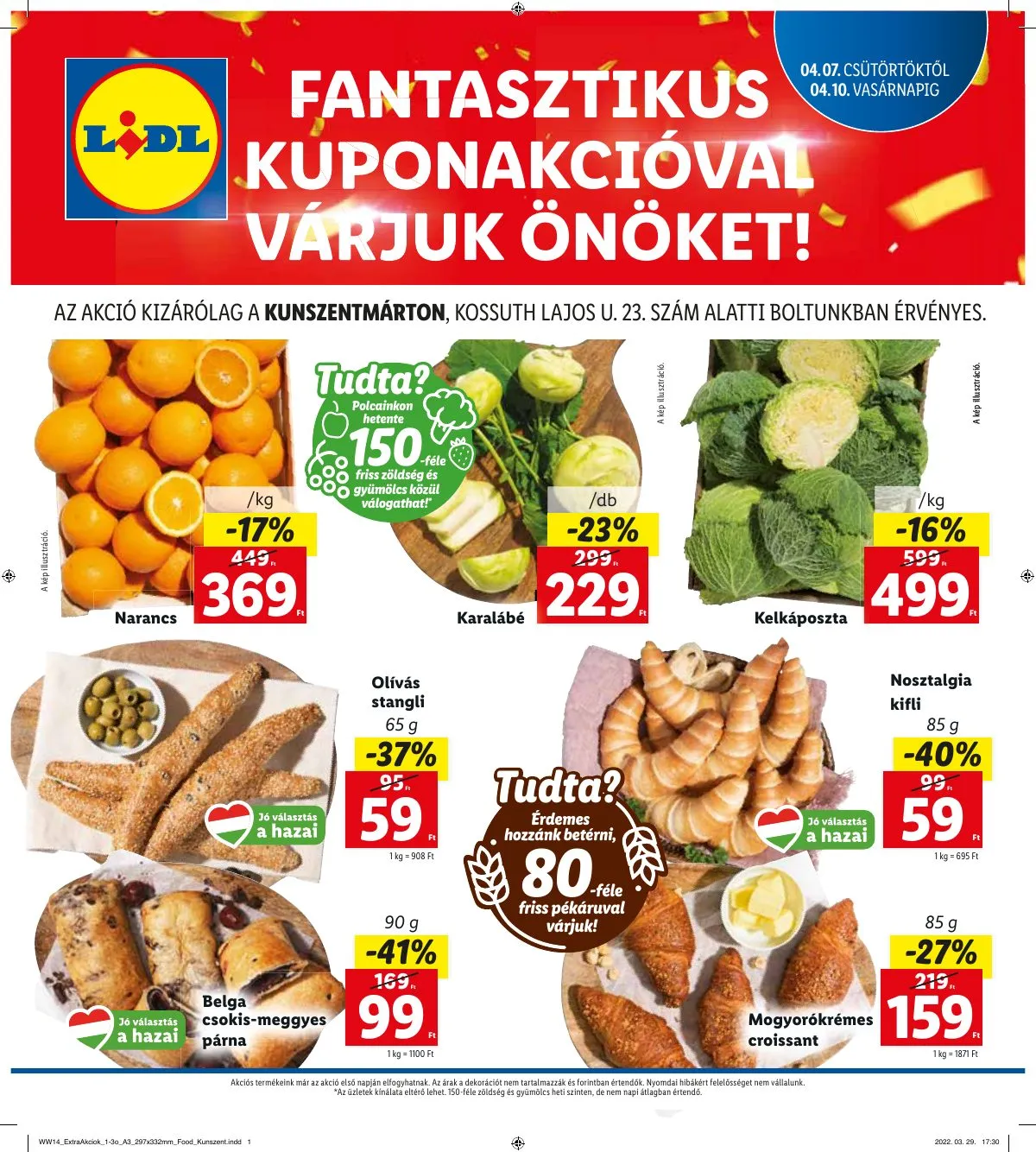 Lidl akciós újság Kunszentmarton 04.07–04.10