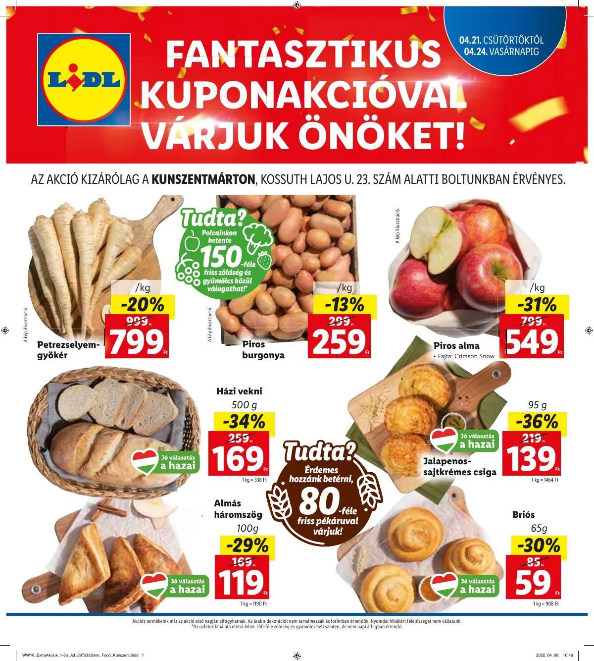 Lidl akciós újság Kunszentmarton 04.21–04.24