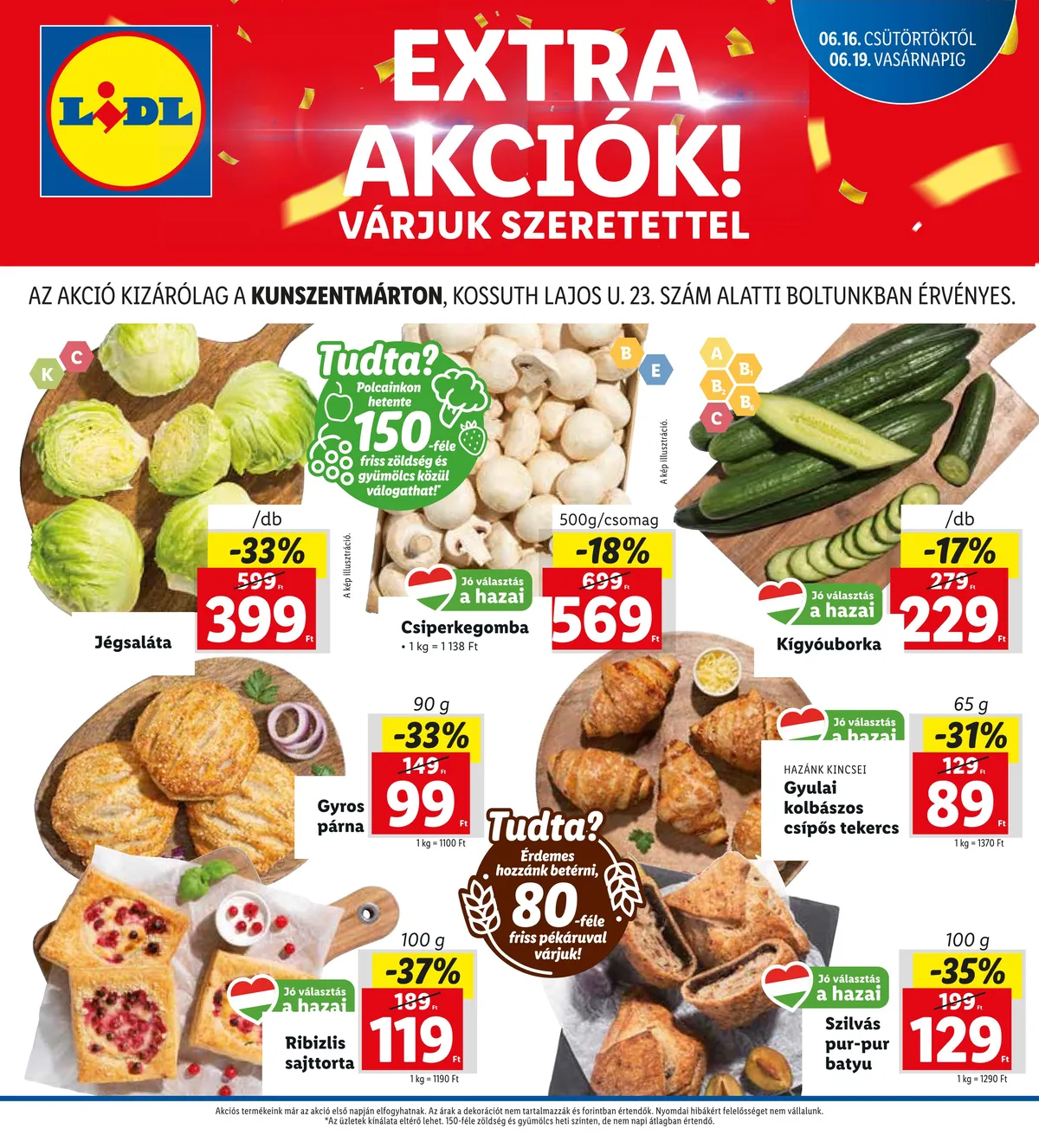 Lidl akciós újság Kunszentmarton 06.16–06.19