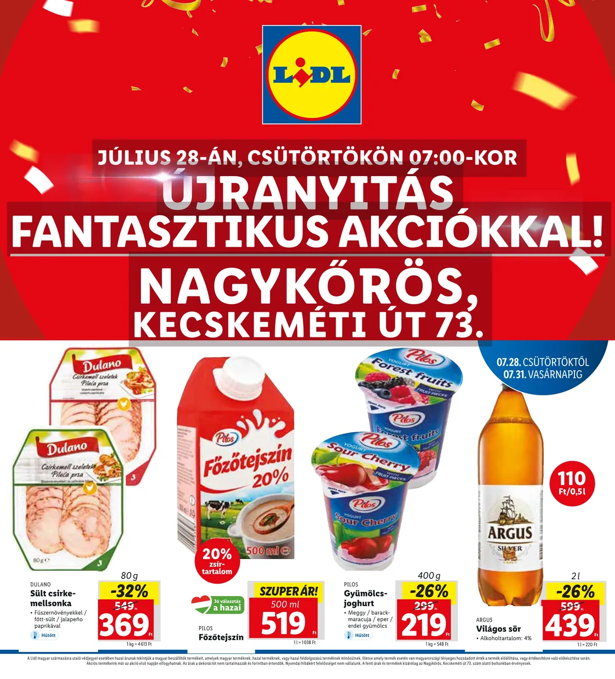 Lidl akciós újság Nagykoros 07.28–07.31