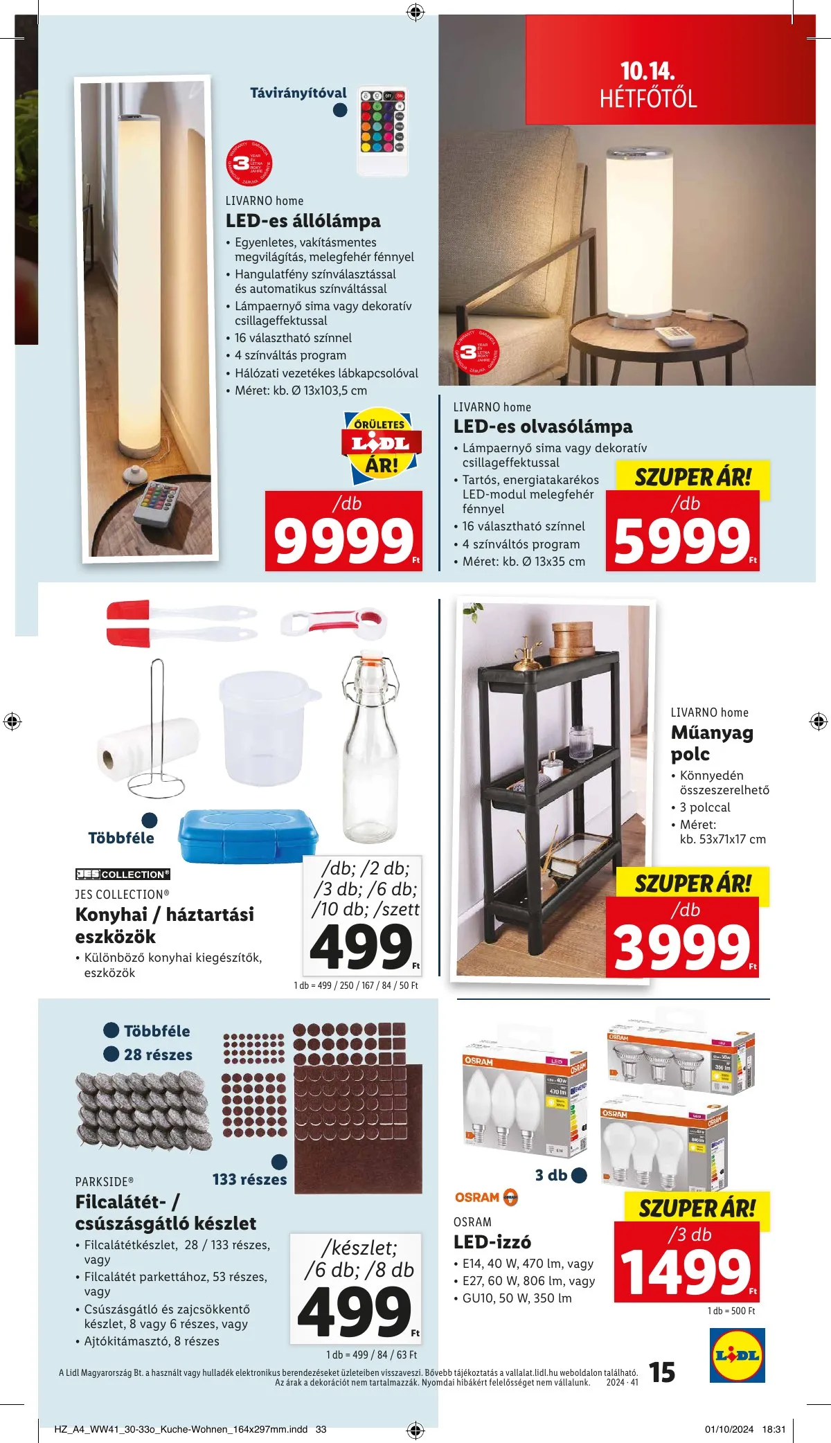 Lidl akciós újság Nonfood 10.10–10.10 – 15. oldal