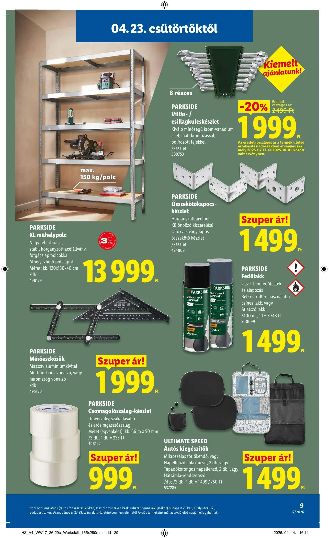 Lidl akciós újság Nonfood 04.23–04.23 – 9. oldal