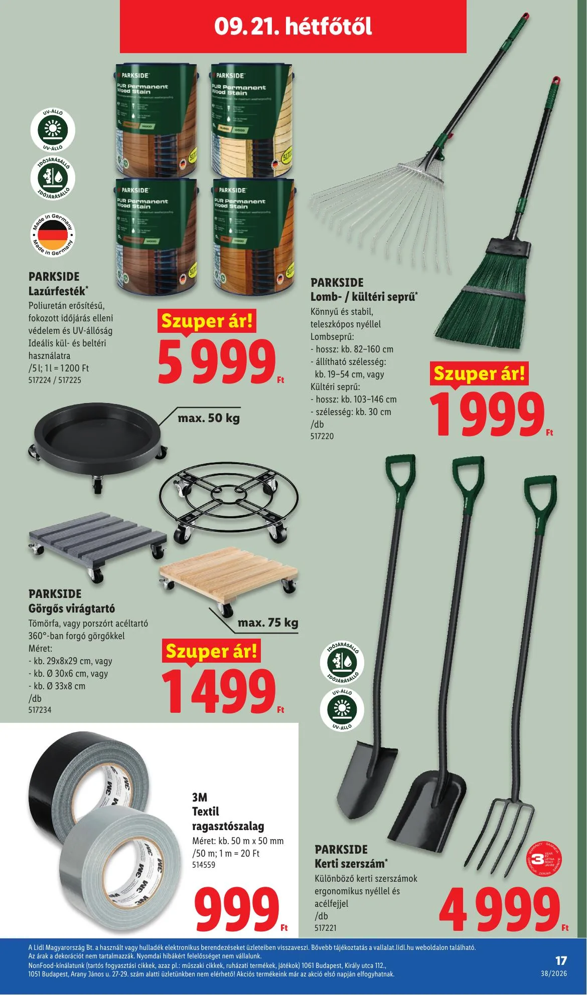 Lidl akciós újság Nonfood 09.17–09.17 – 17. oldal