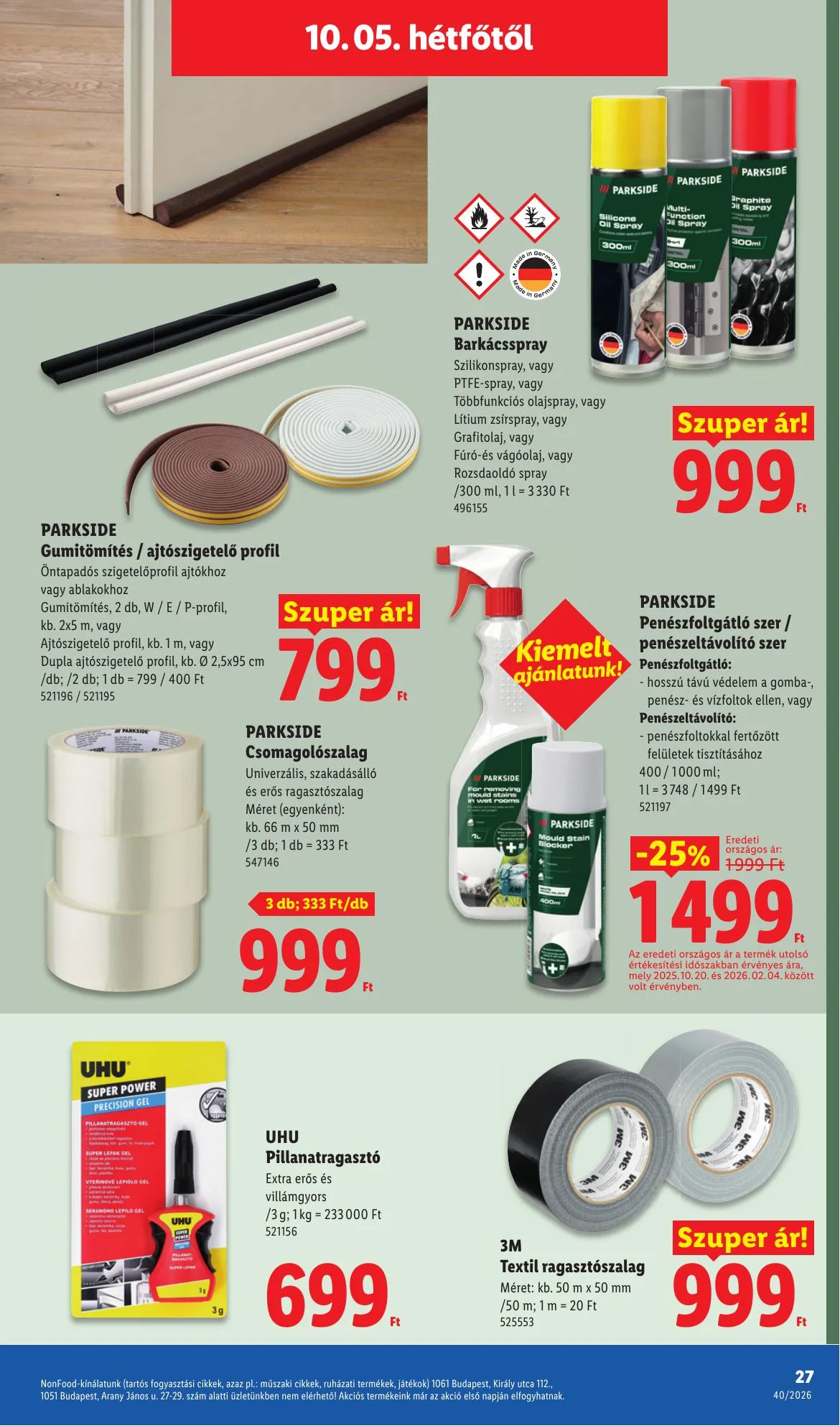 Lidl akciós újság Nonfood 10.01–10.07 – 27. oldal
