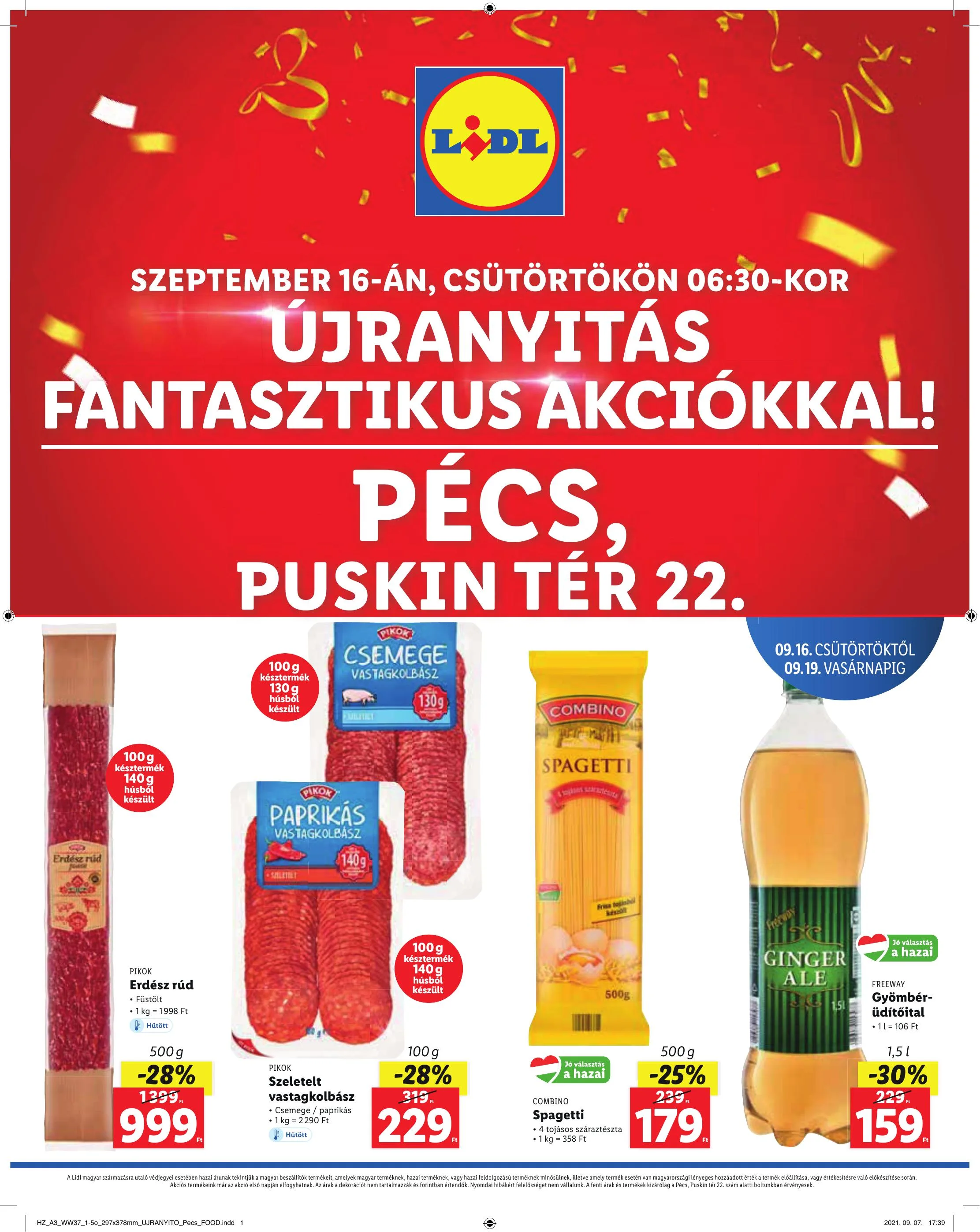 Lidl akciós újság Pécs 09.16–09.19
