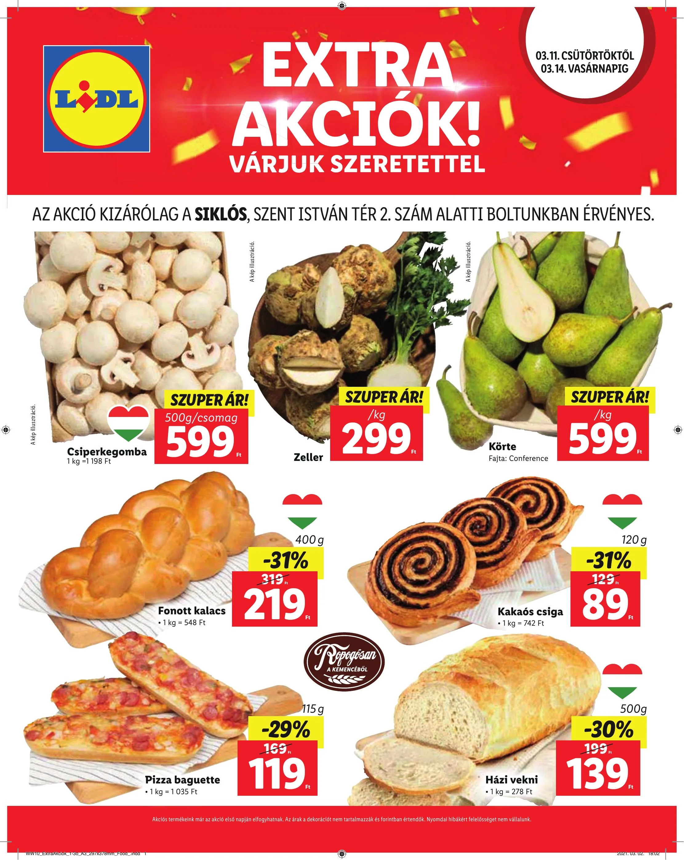 Lidl akciós újság Siklos 03.11–03.14