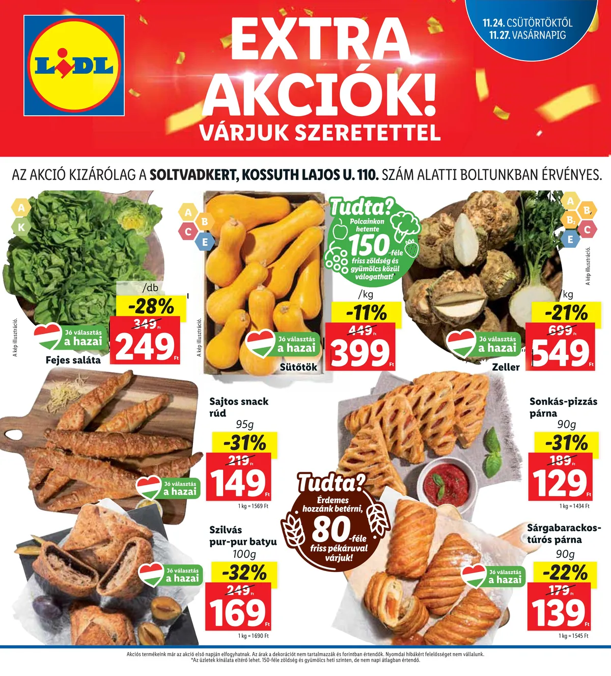 Lidl akciós újság Soltvadkert 11.24–11.27