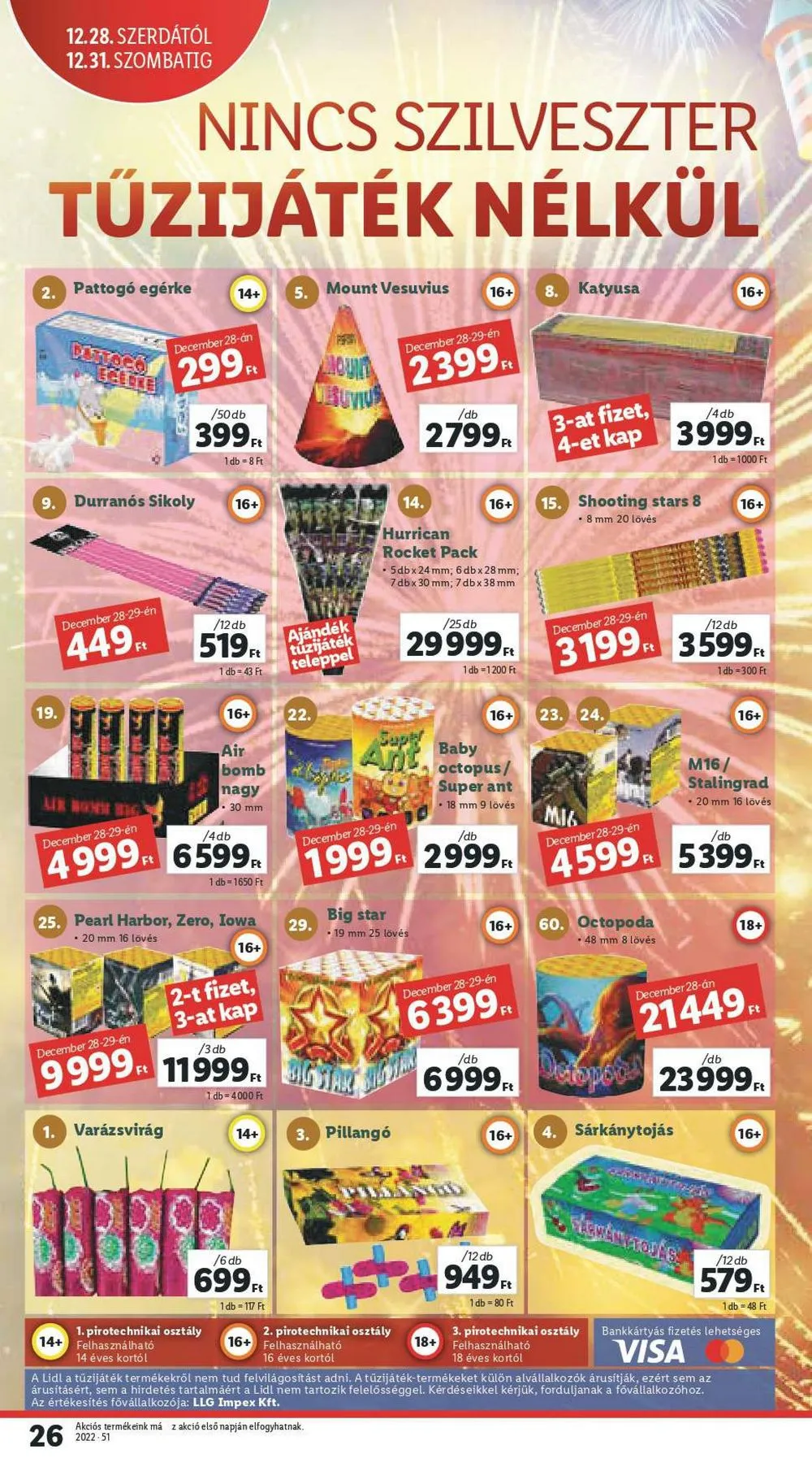 Lidl akciós újság Tuzijatek vasar 12.28–12.31