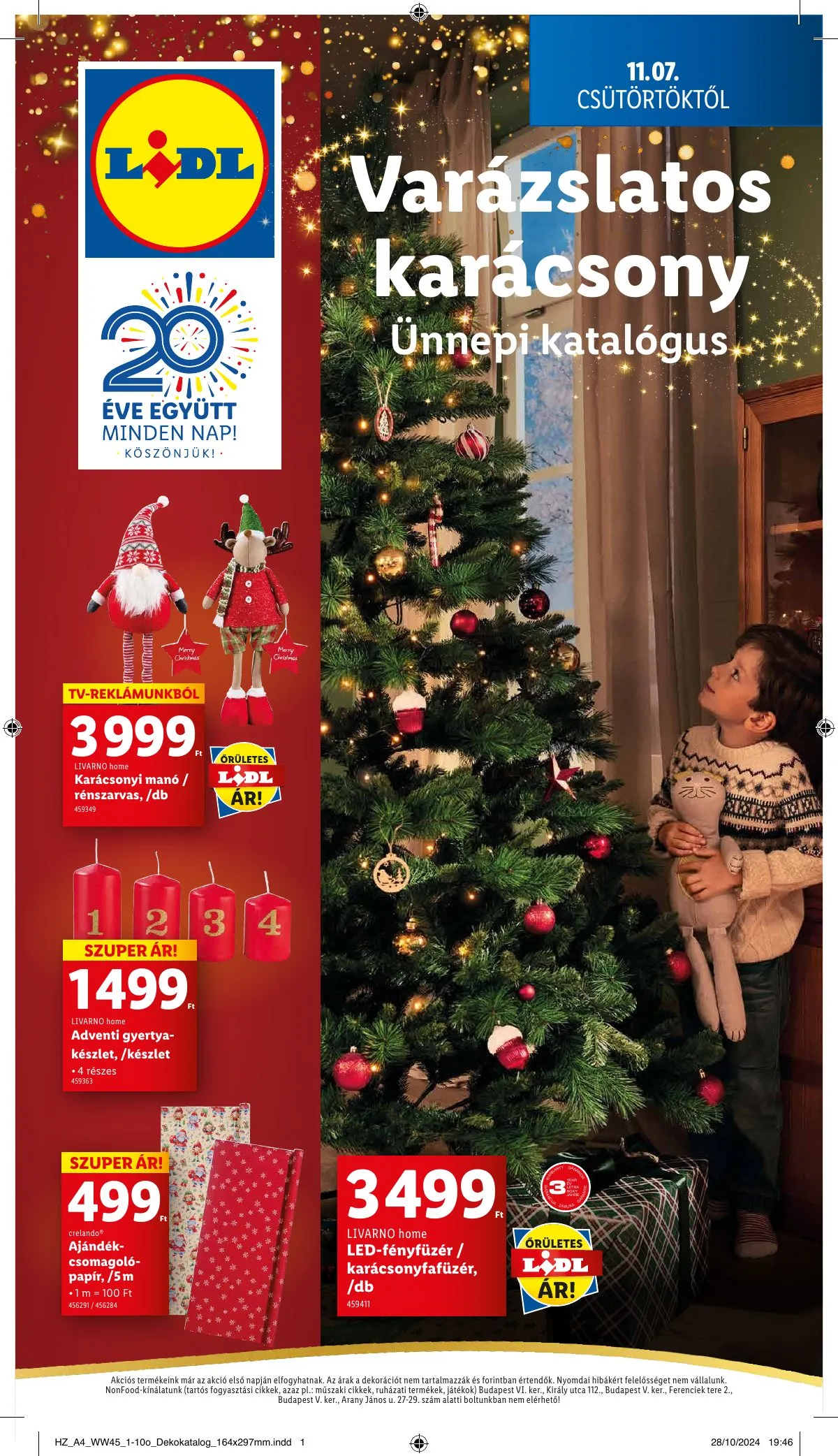 Lidl akciós újság Unnepi dekoracio 11.07–11.07