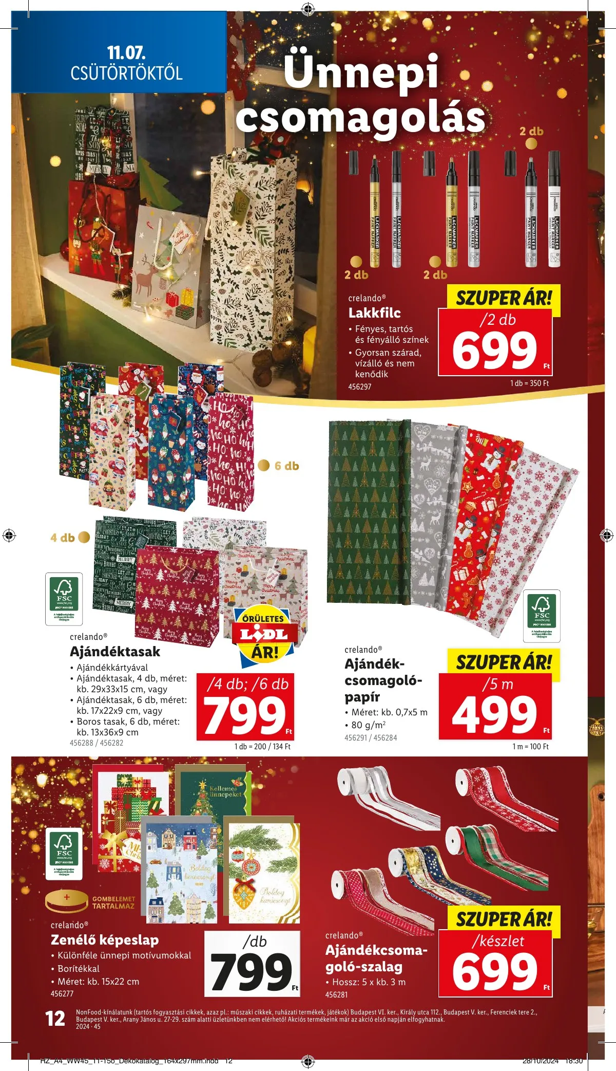 Lidl akciós újság Unnepi dekoracio 11.07–11.07 – 12. oldal
