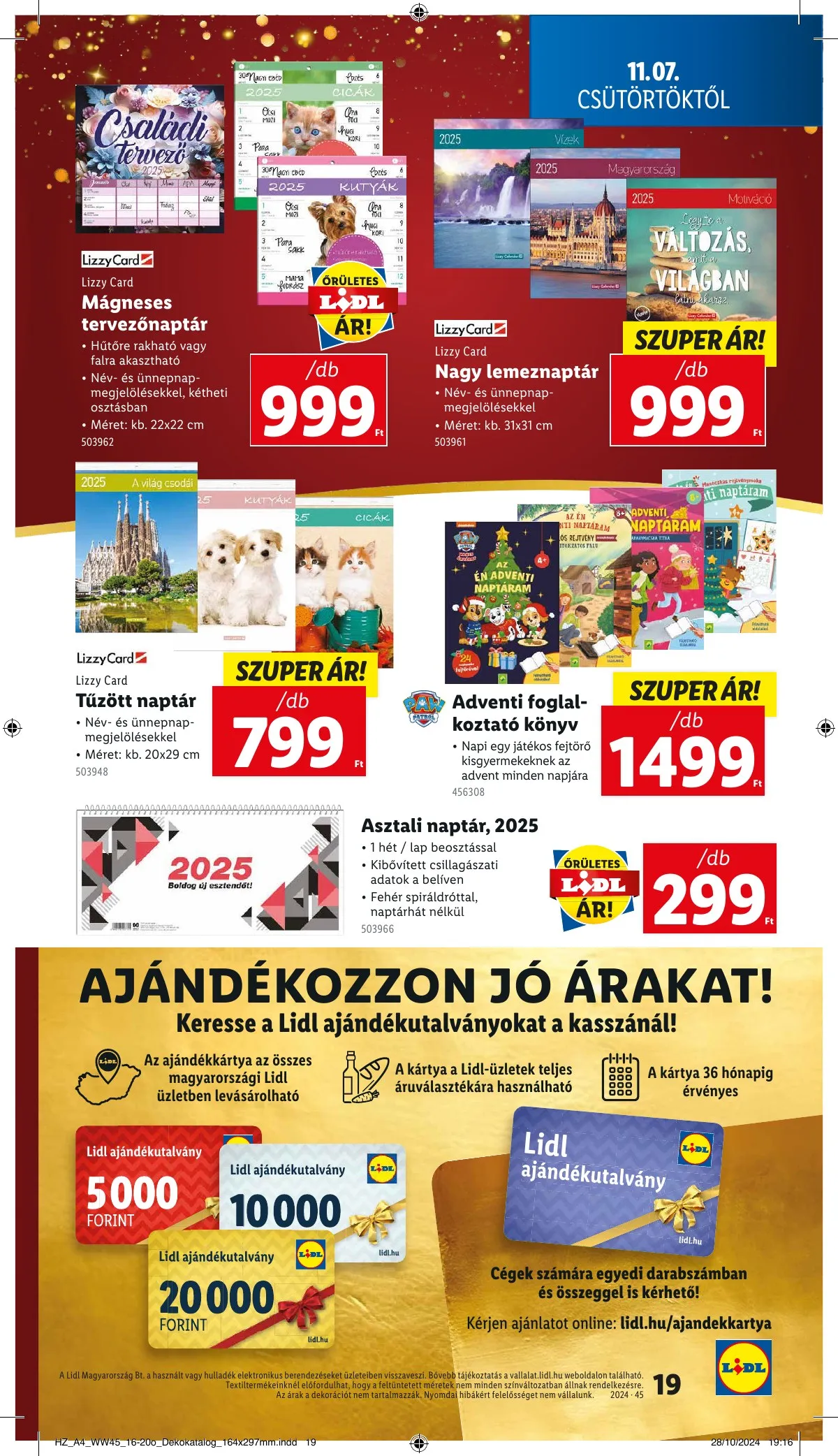 Lidl akciós újság Unnepi dekoracio 11.07–11.07 – 19. oldal