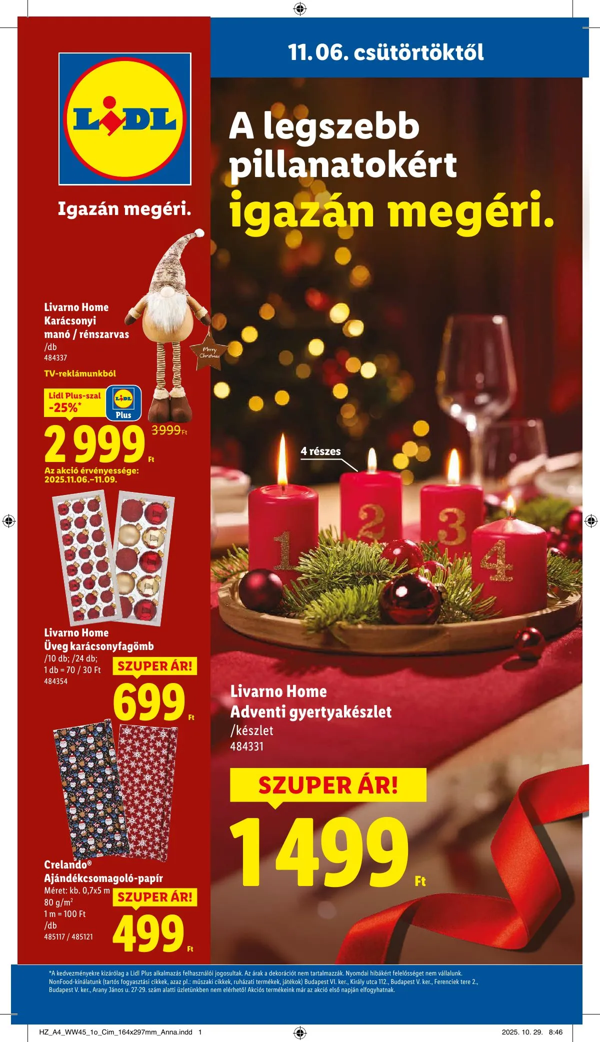 Lidl akciós újság Unnepi dekoracio 11.06–11.06