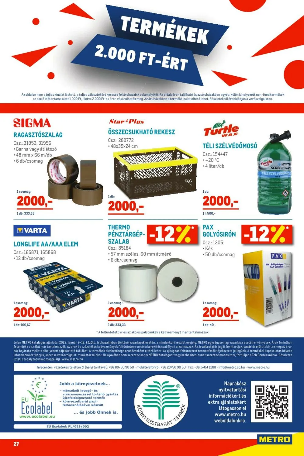 Metro akciós újság Élelmiszer 01.02–01.18 – 27. oldal