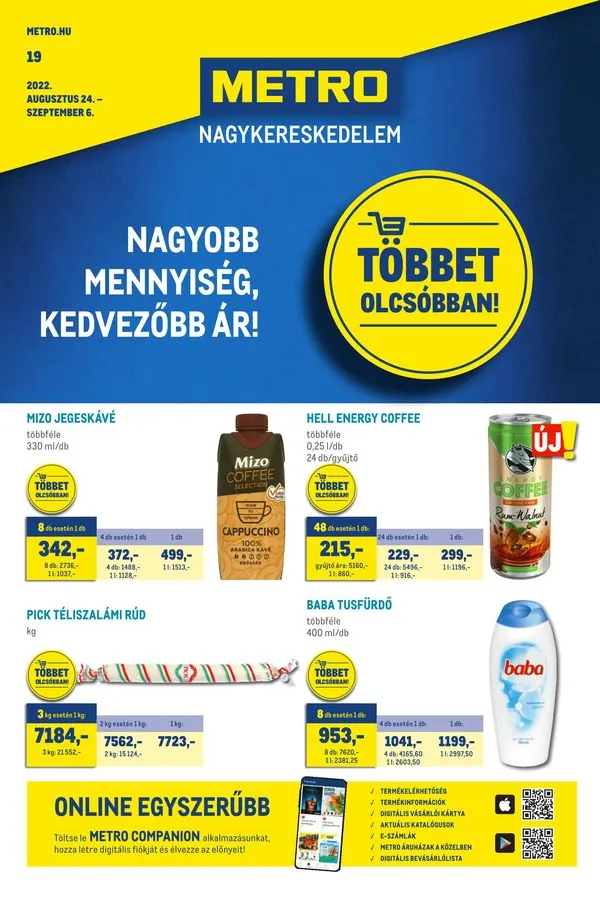 Metro akciós újság Élelmiszer 08.24–09.06