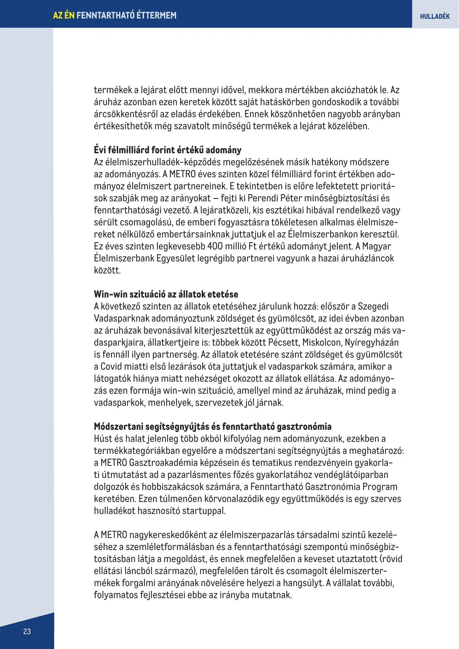 Metro akciós újság Fenntarthato Gasztronomia kezikony 09.18–09.18 – 23. oldal