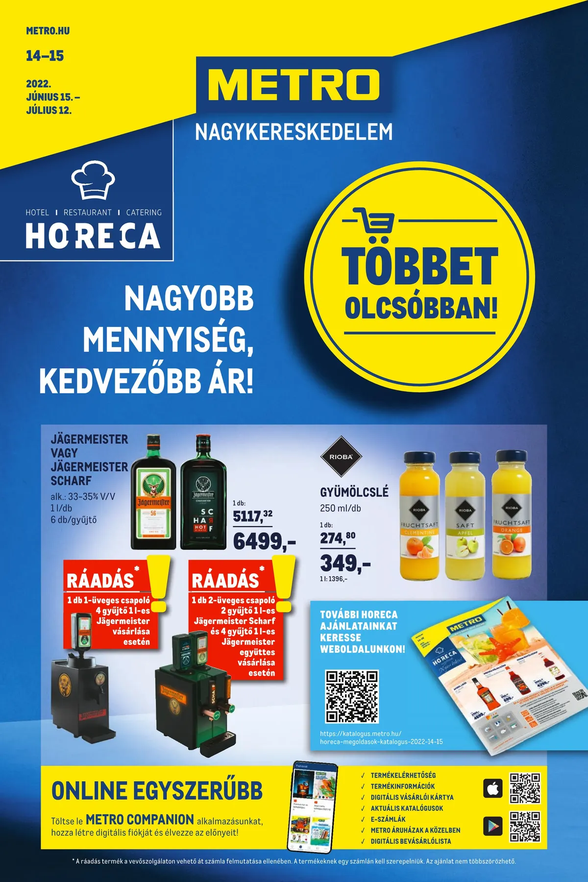 Metro akciós újság Horeca 06.15–07.12