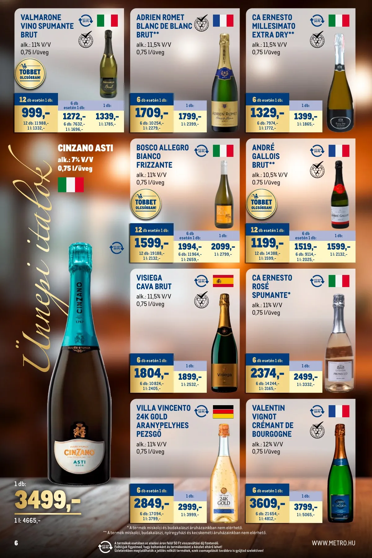 Metro akciós újság Unnepi italok 11.02–11.30 – 6. oldal