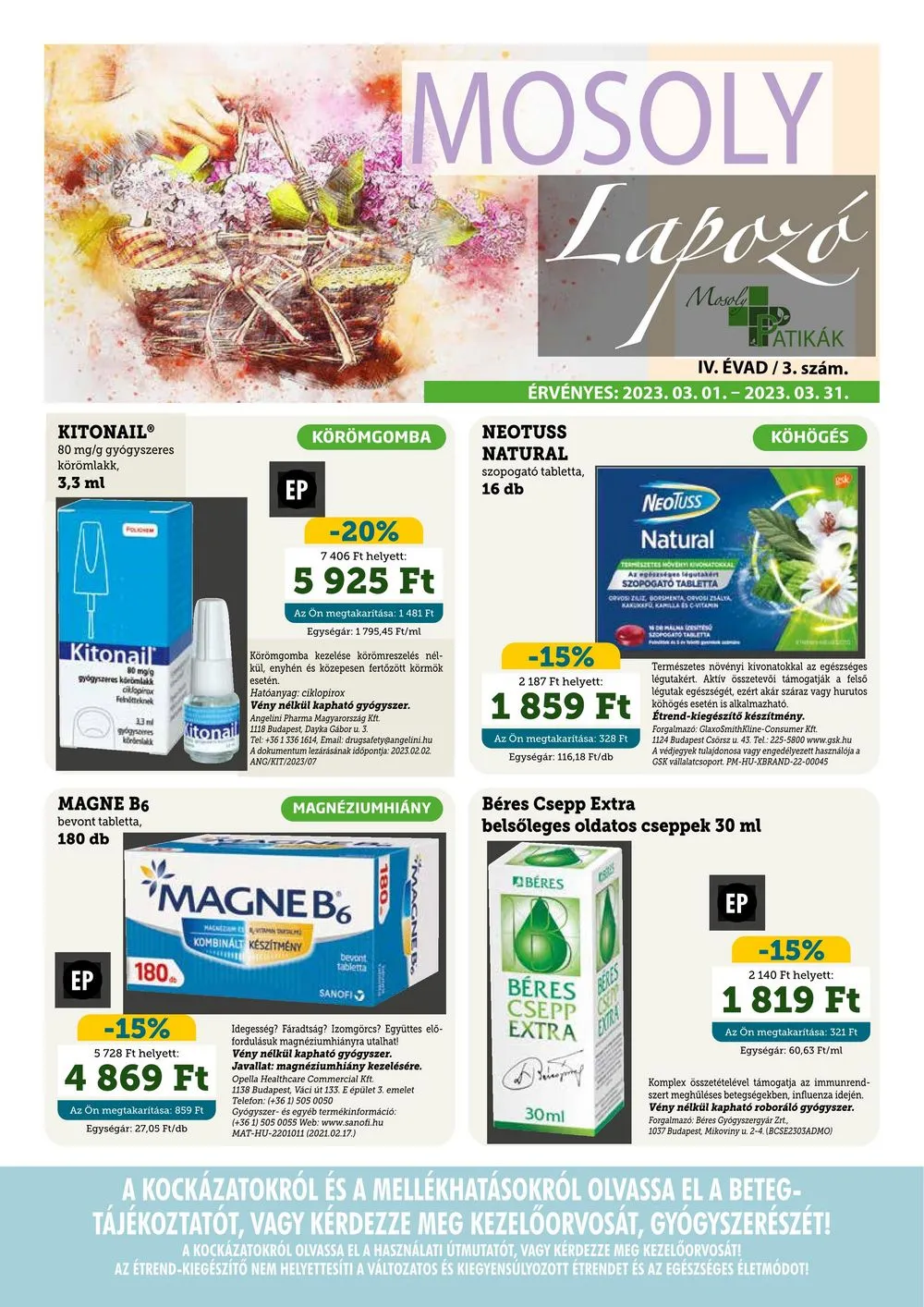 Mosoly akciós újság Patika 03.01–03.31