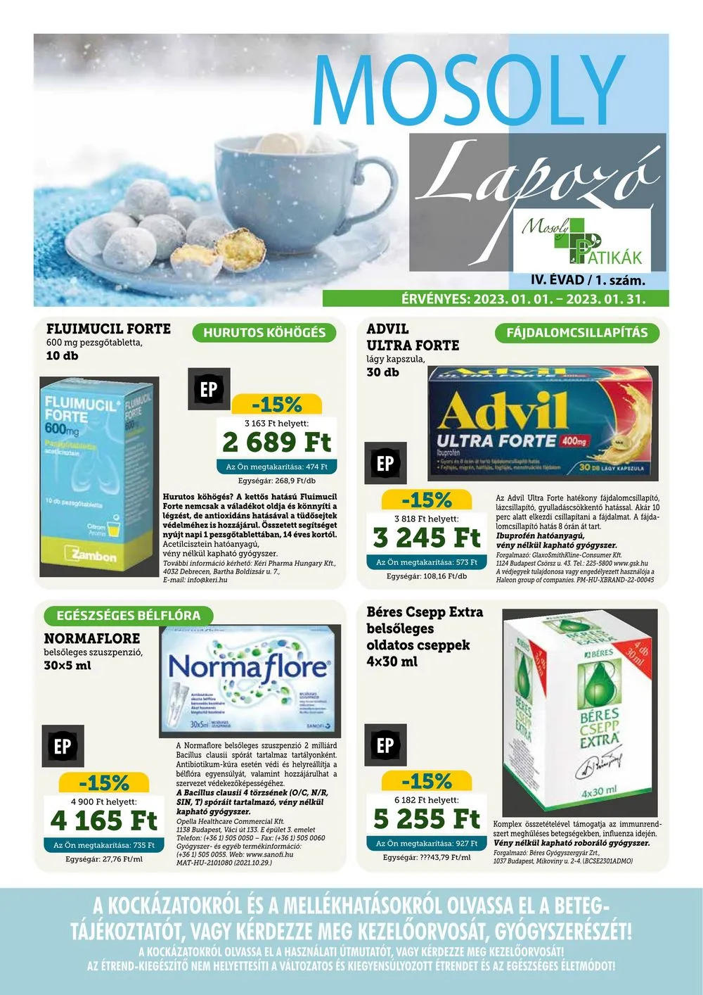Mosoly akciós újság Patikak 01.01–01.31