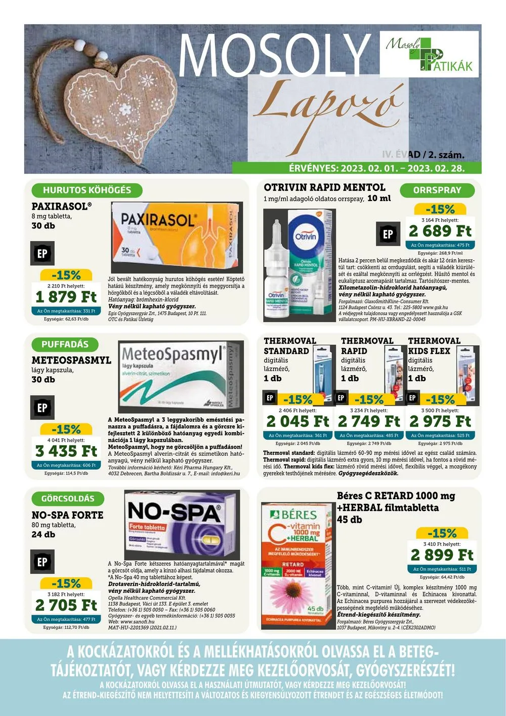 Mosoly akciós újság Patikak 02.01–02.28